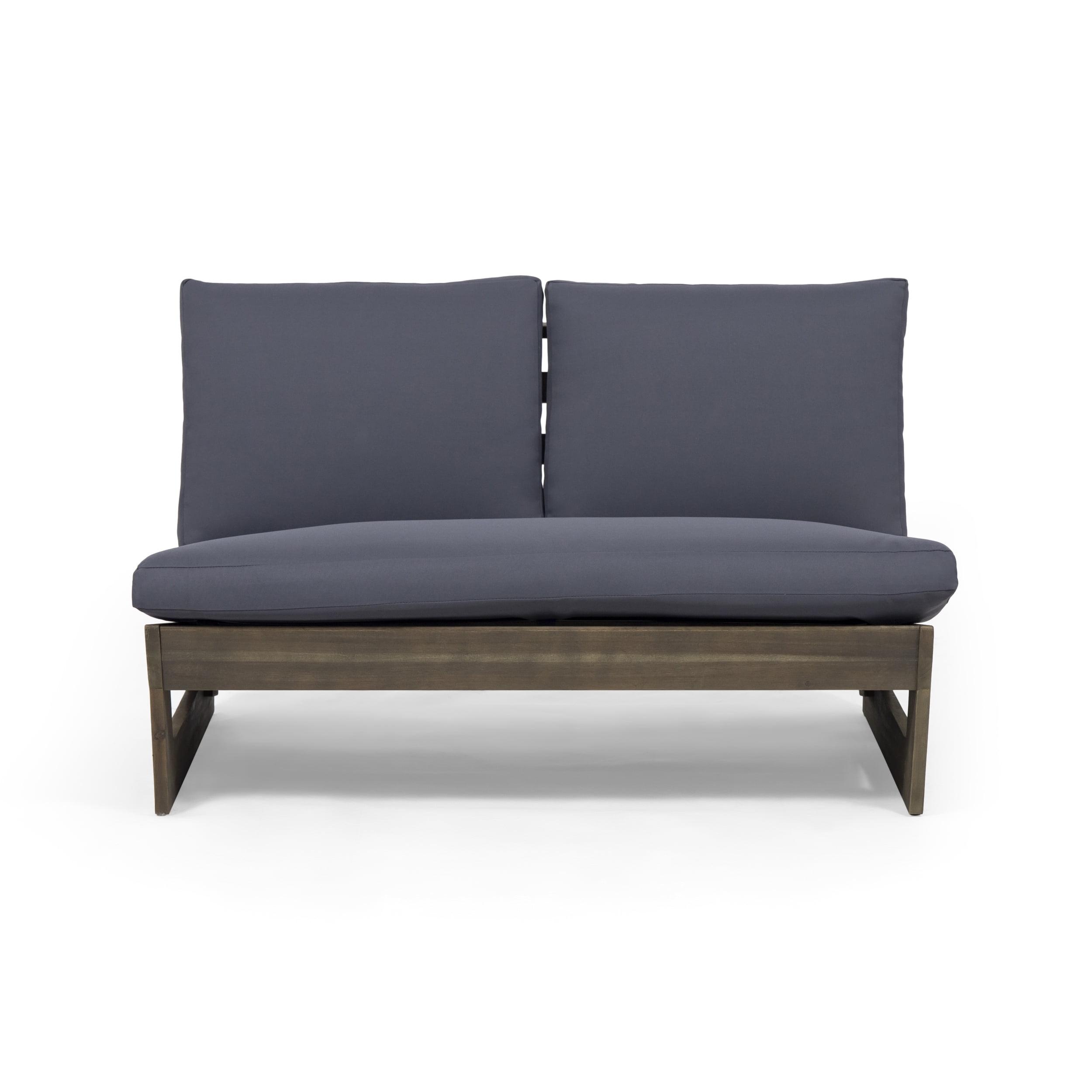 Noble House Sherwood Outdoor Acacia Wood Loveseat in Gray and Dark Gray