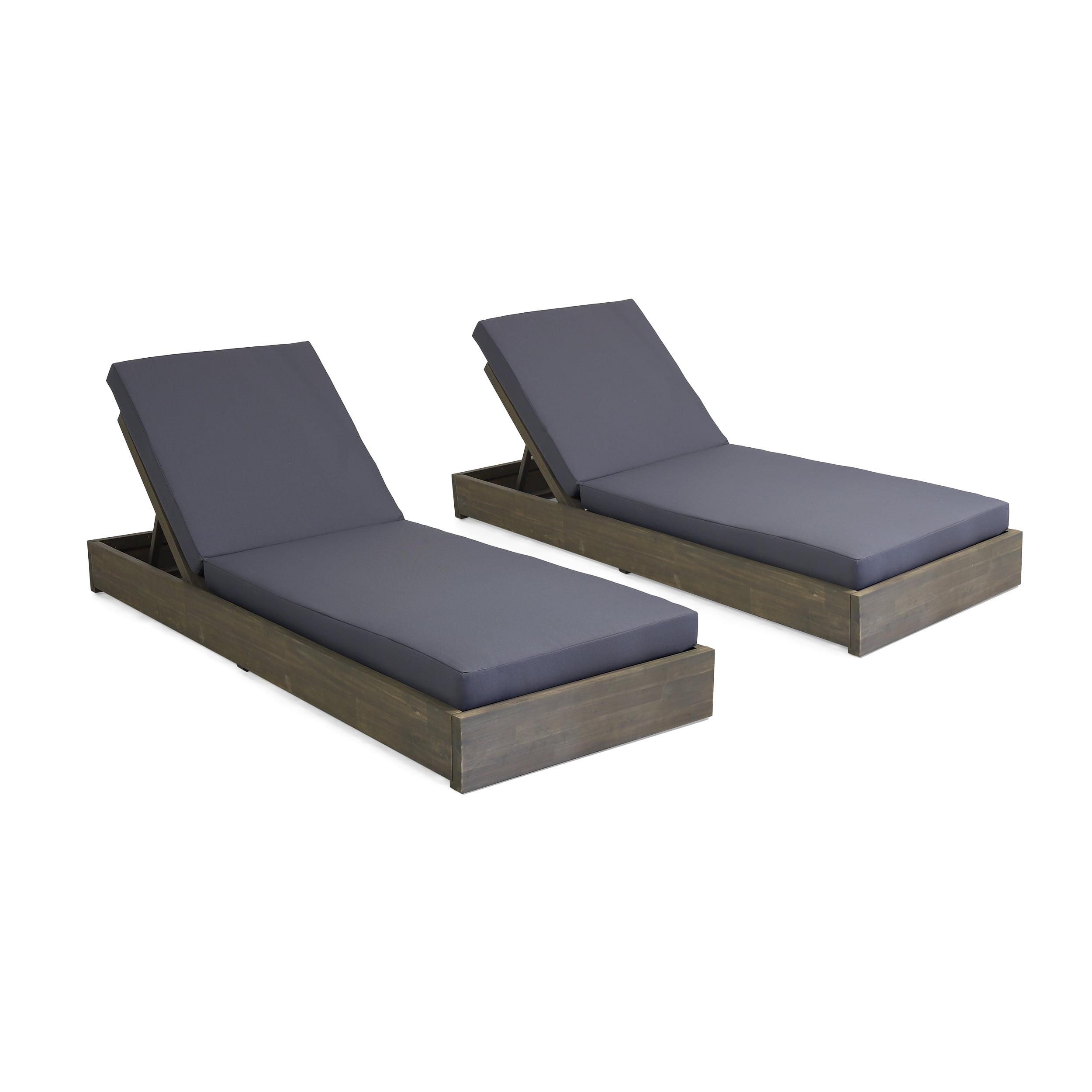 Leite 29.5'' Outdoor Acacia Chaise Lounge Set