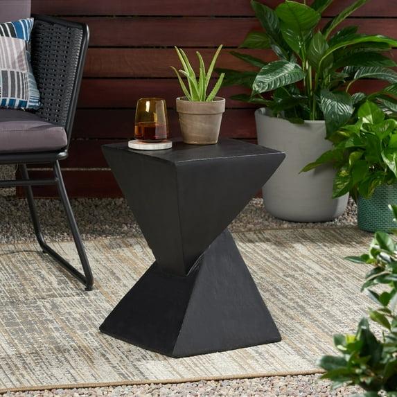 Noble House Tess Modern Light Weight Concrete Outdoor Accent Table in Black