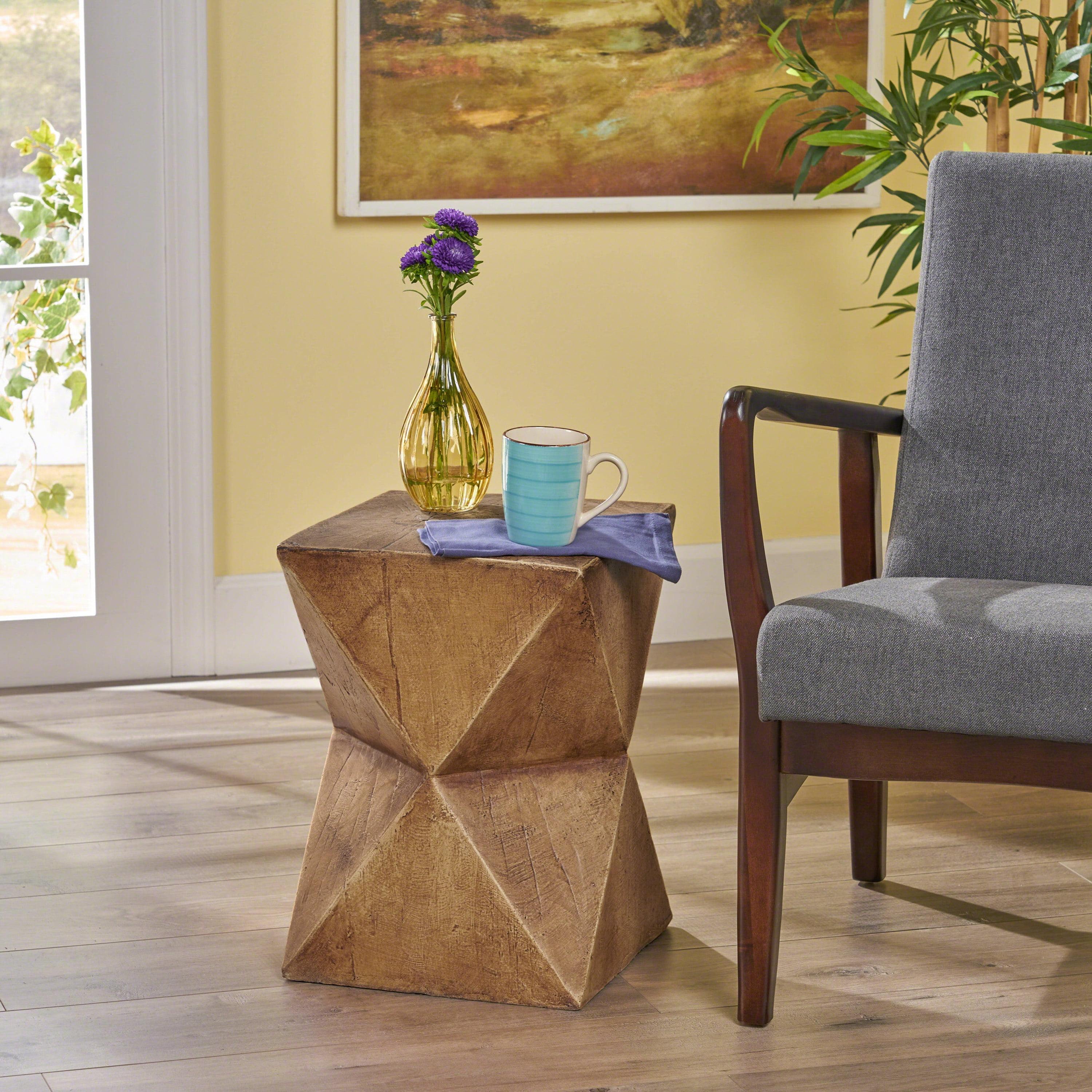 Noble House Waylon Modern Light Weight Concrete Outdoor Accent Table in Natural