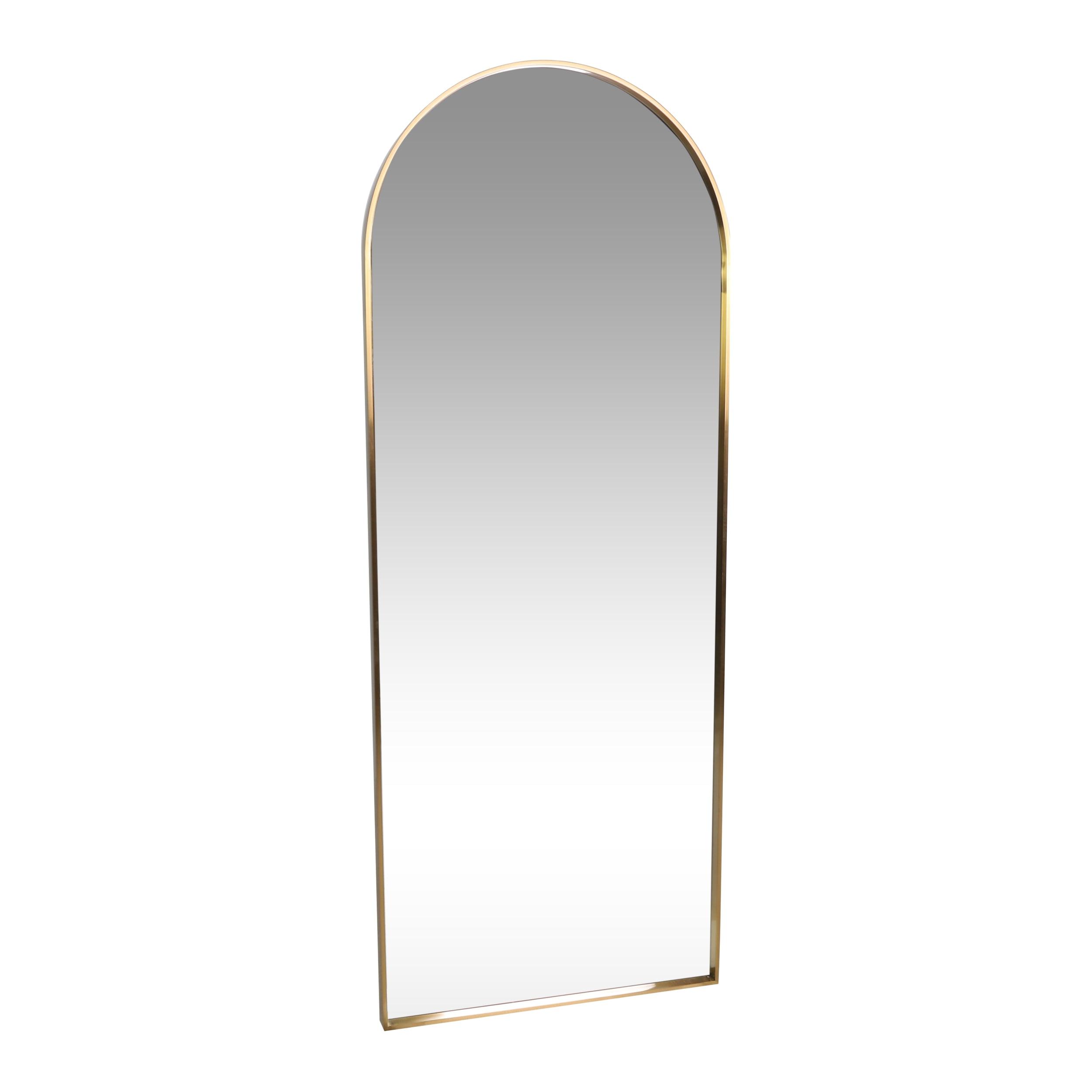 Oversized Brushed Brass Stainless Steel Leaning Mirror