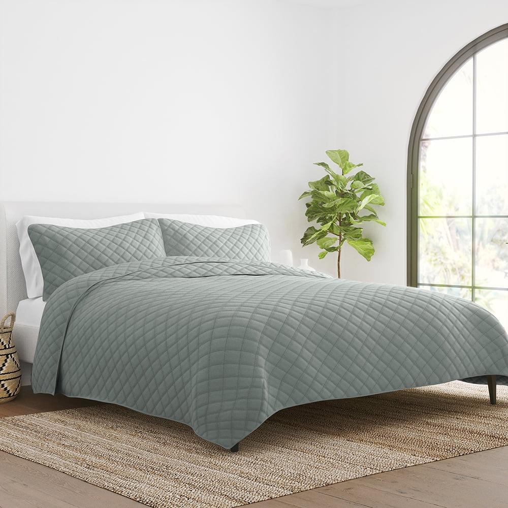 Noble Linens 3-Piece Eucalyptus Diamond Quilt Set, King / CalKing