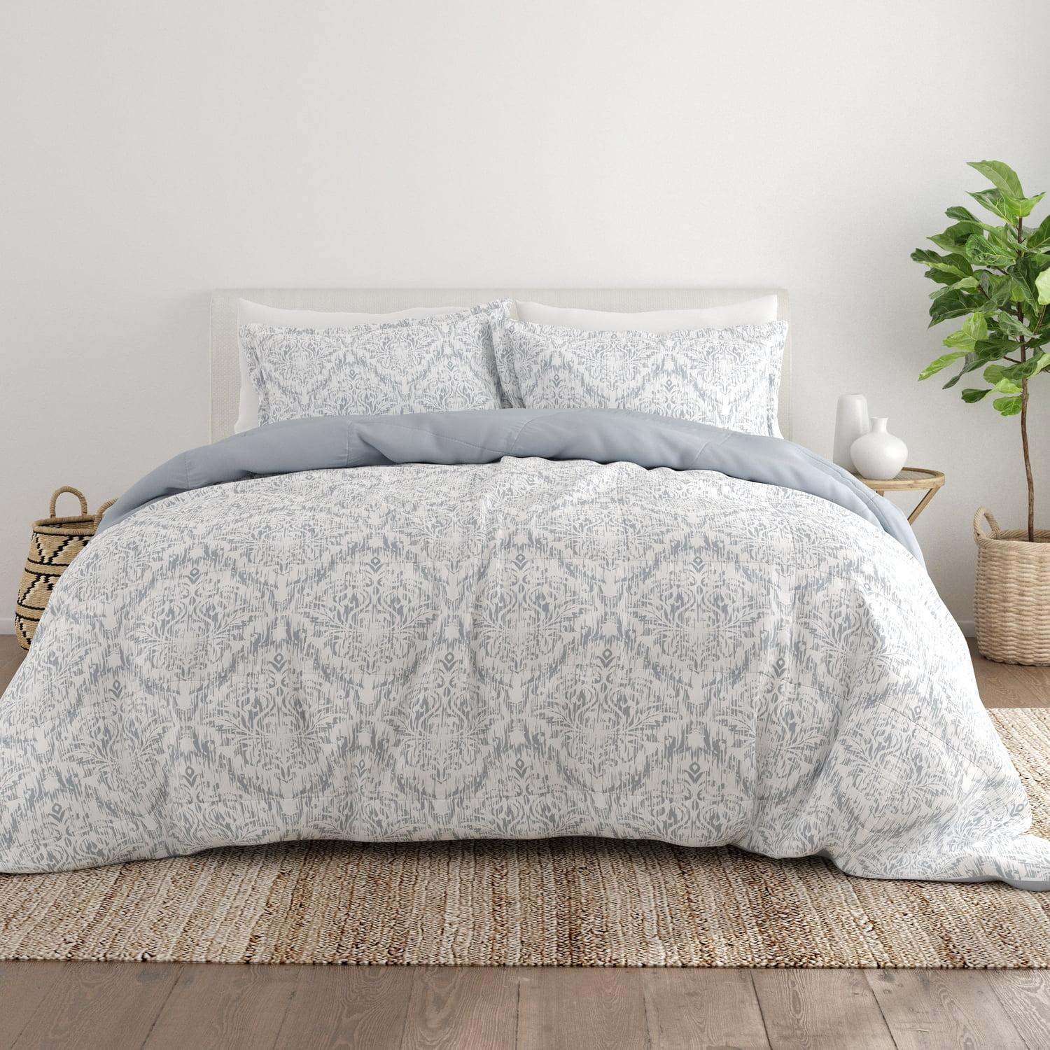 King Light Blue Reversible Down Alternative Microfiber Comforter Set