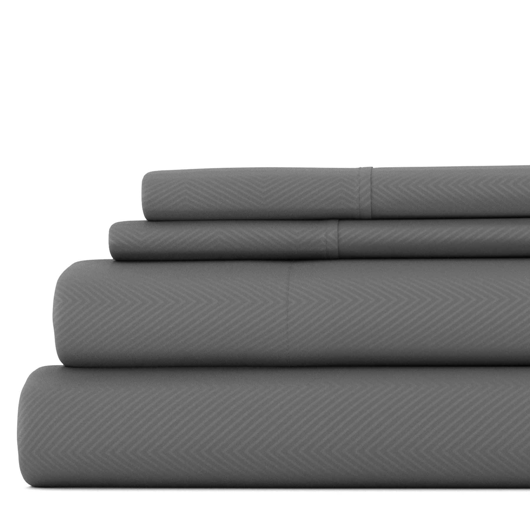 Twin Gray Chevron Microfiber 3-Piece Sheet Set