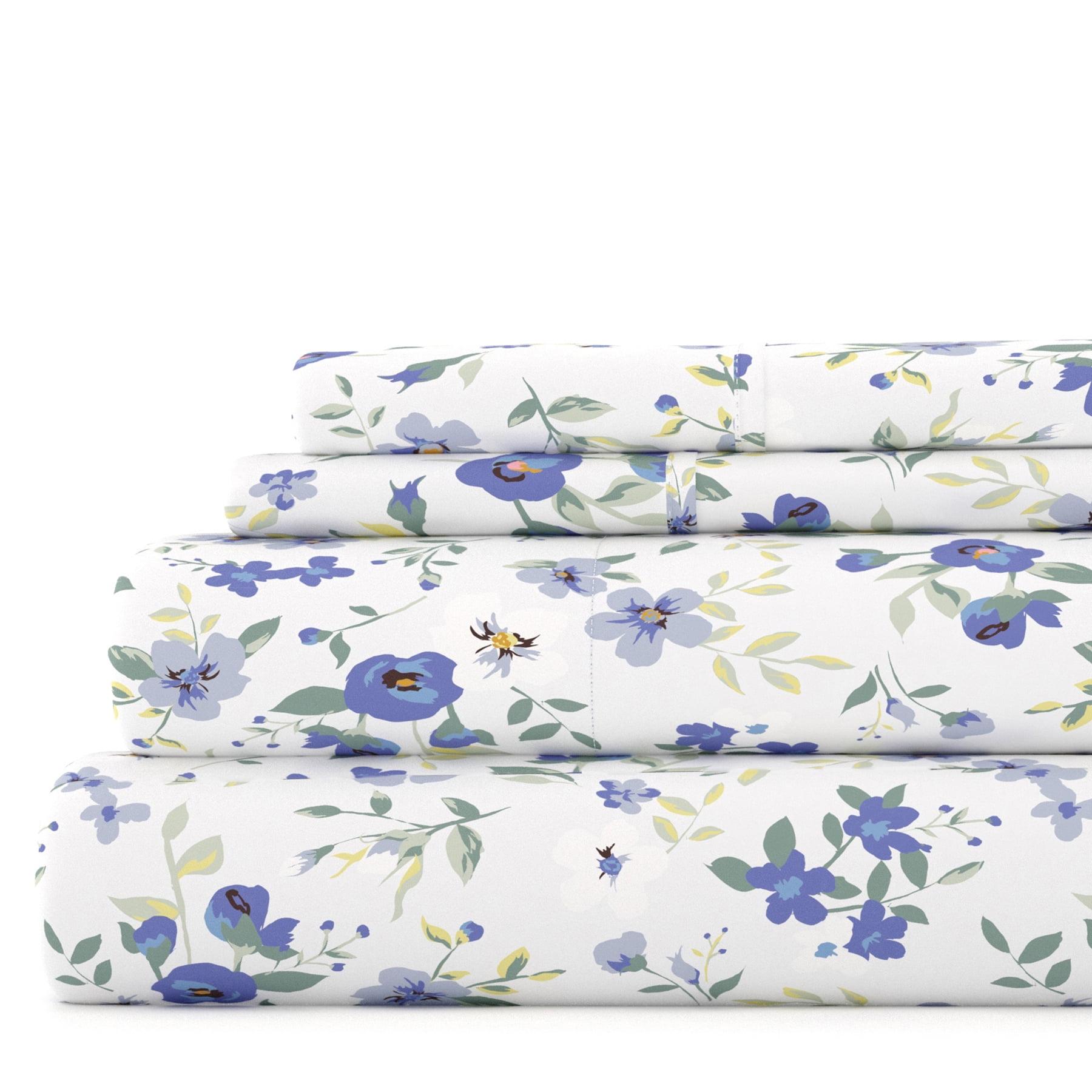 4 Piece Floral Blossoms Patterned Bed Sheet Set