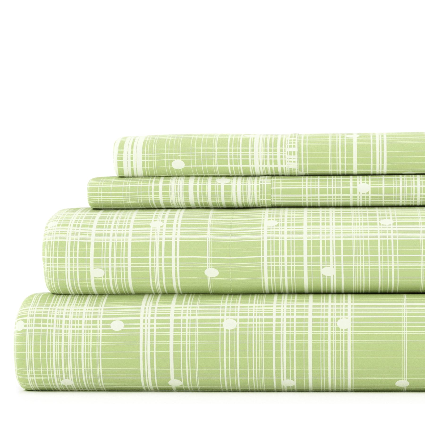 Moss Polka Dot Queen Microfiber 4-Piece Sheet Set