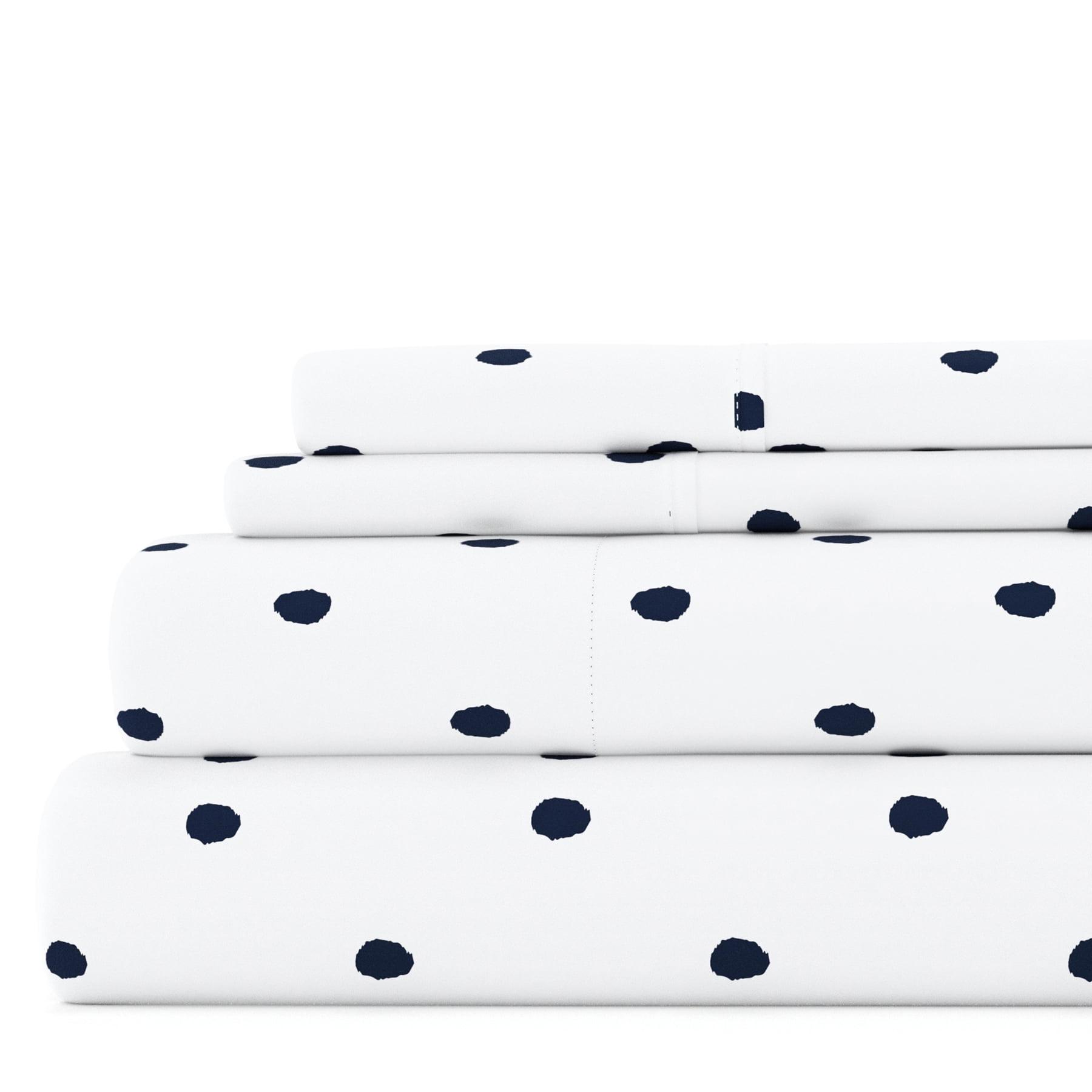 IEnjoy Home Polka Dots Navy & White Pattern Sheet Set