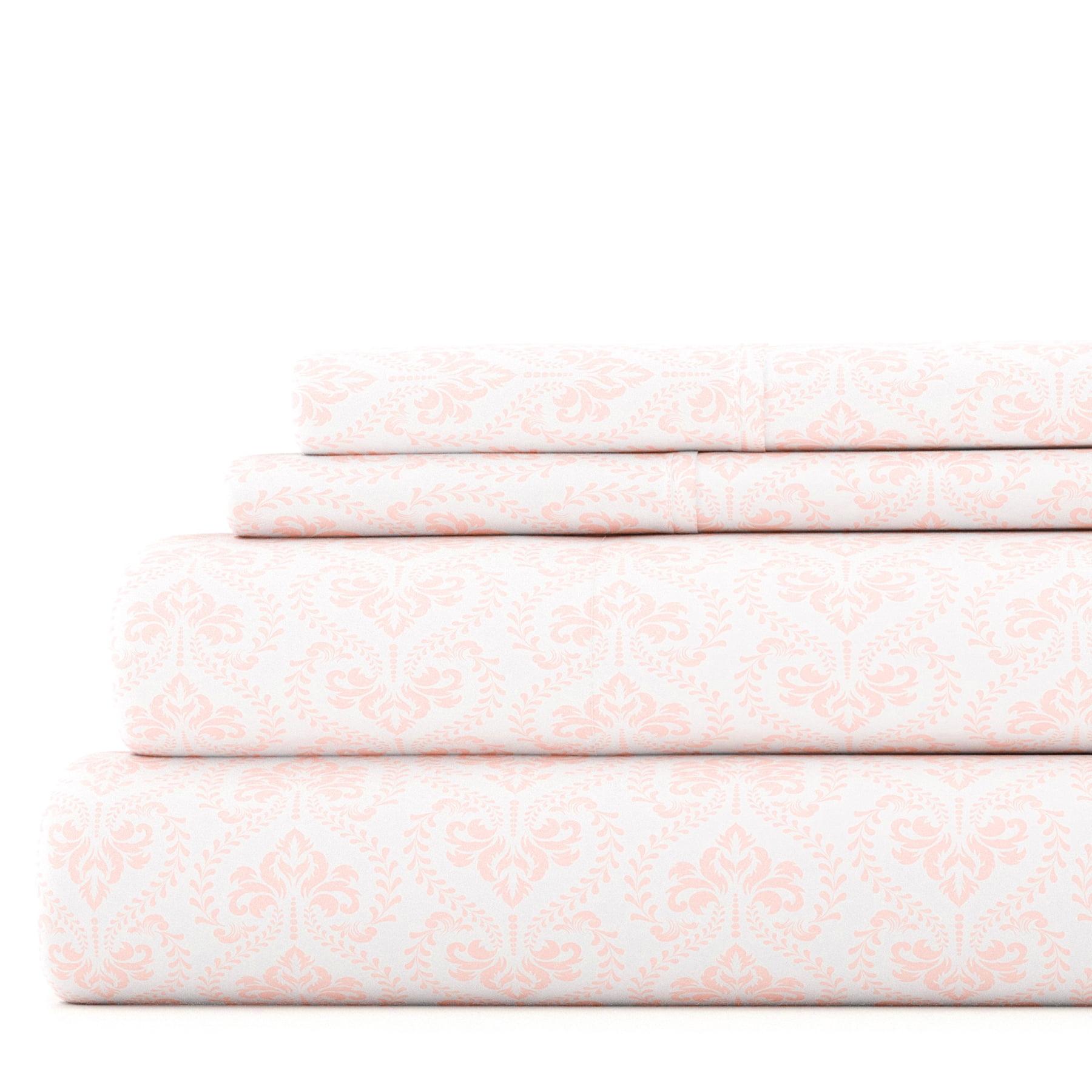 Pink Farmhouse Pattern Microfiber Full Sheet Set