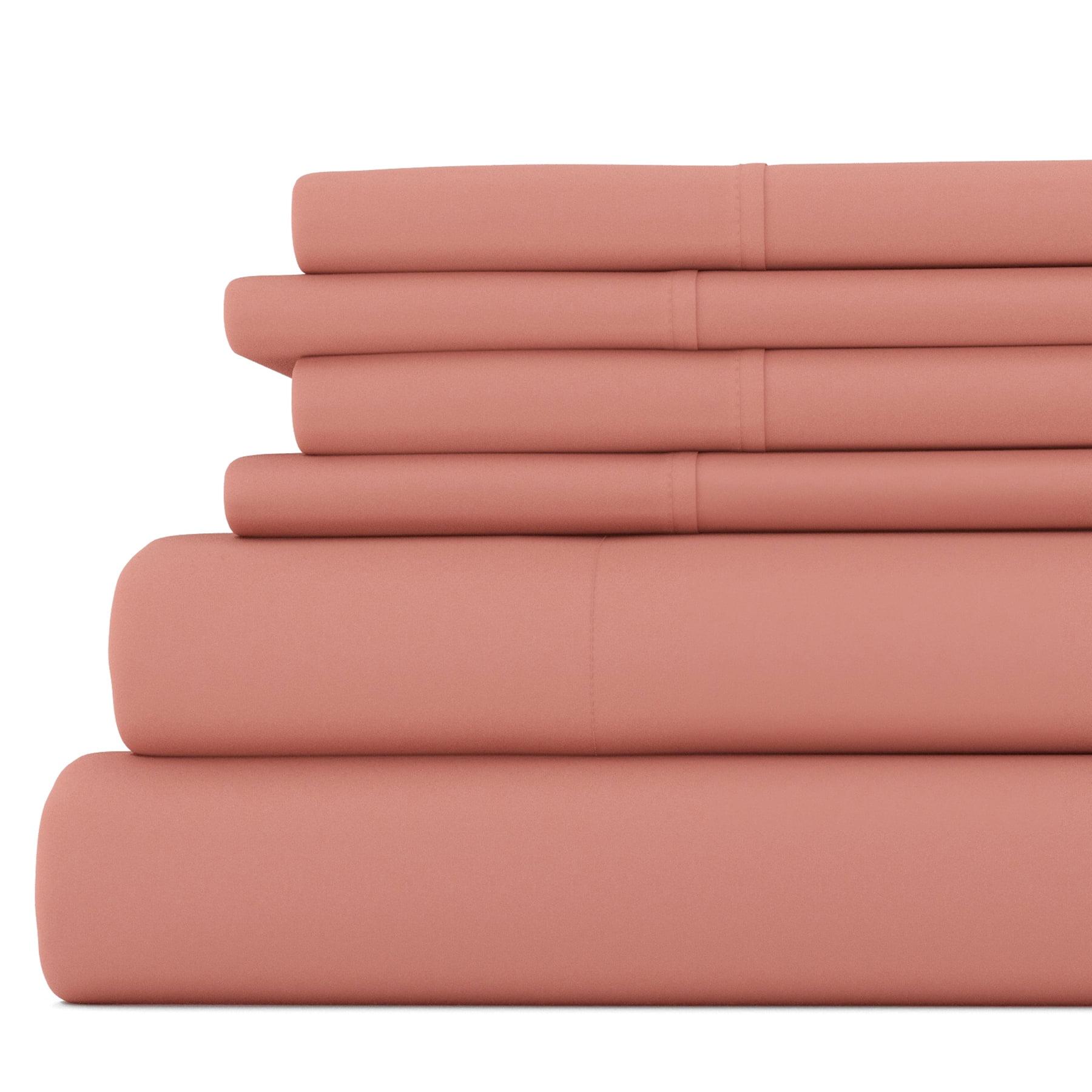 Noble Linens 6 Piece Clay Solid Microfiber Bed Sheet Set For Twin Size Bedding