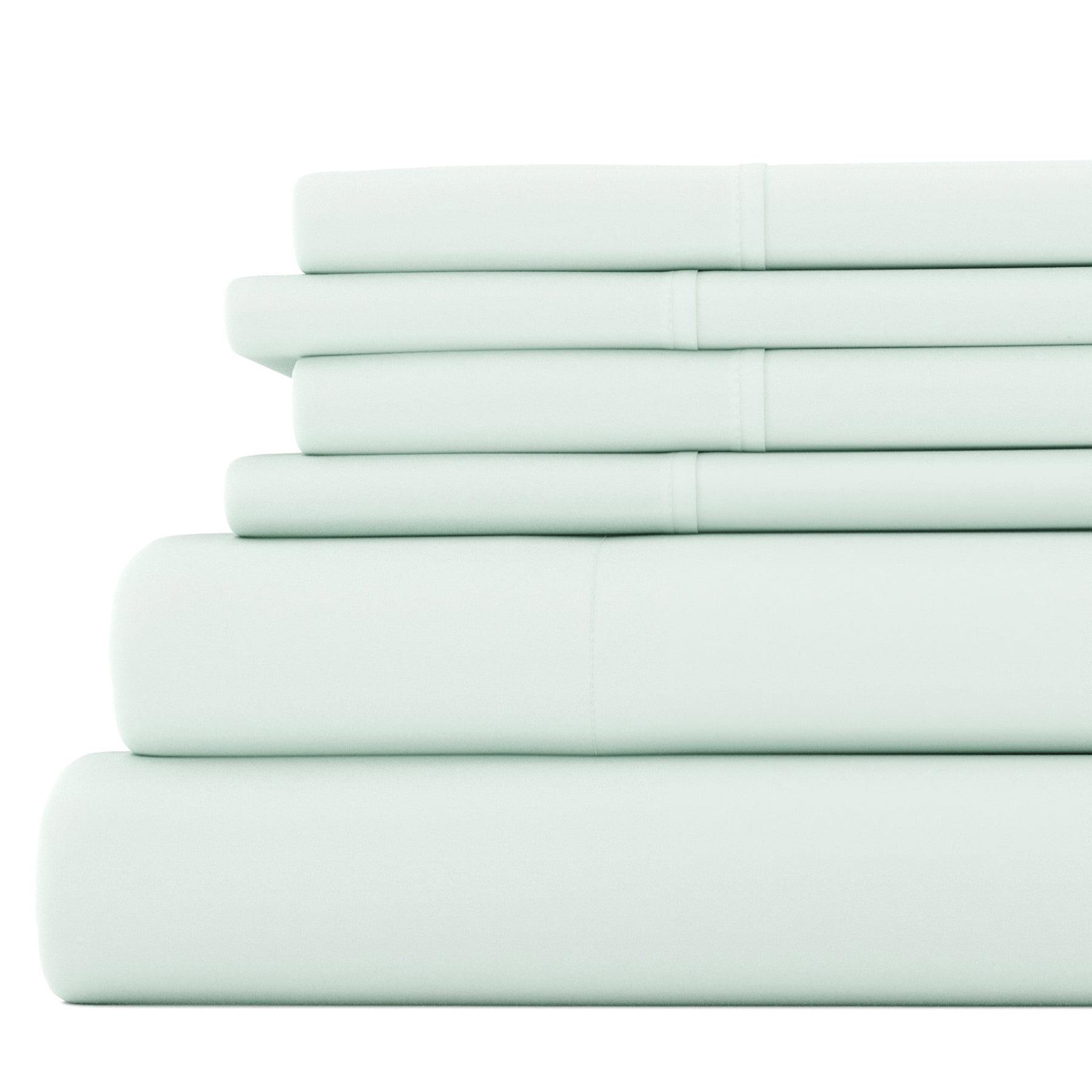 Noble Linens 6 Piece Mint Solid Microfiber Bed Sheet Set For California King Size Bedding