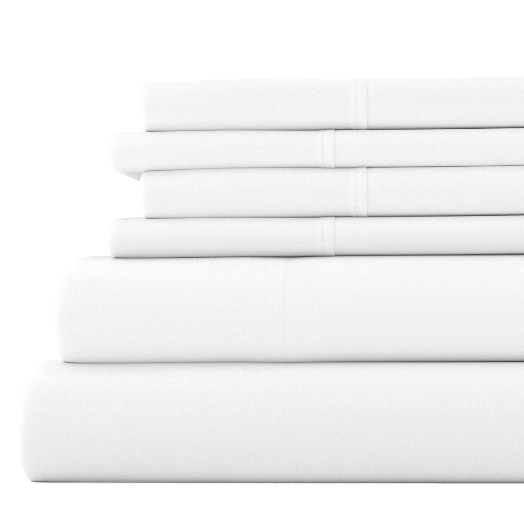 King White Solid Microfiber 6-Piece Bed Sheet Set