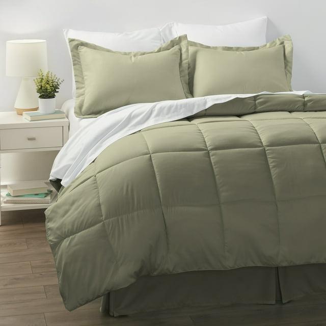 Noble Linens 8-Piece Sage Bed in a Bag Microfiber Bedding Set, Twin
