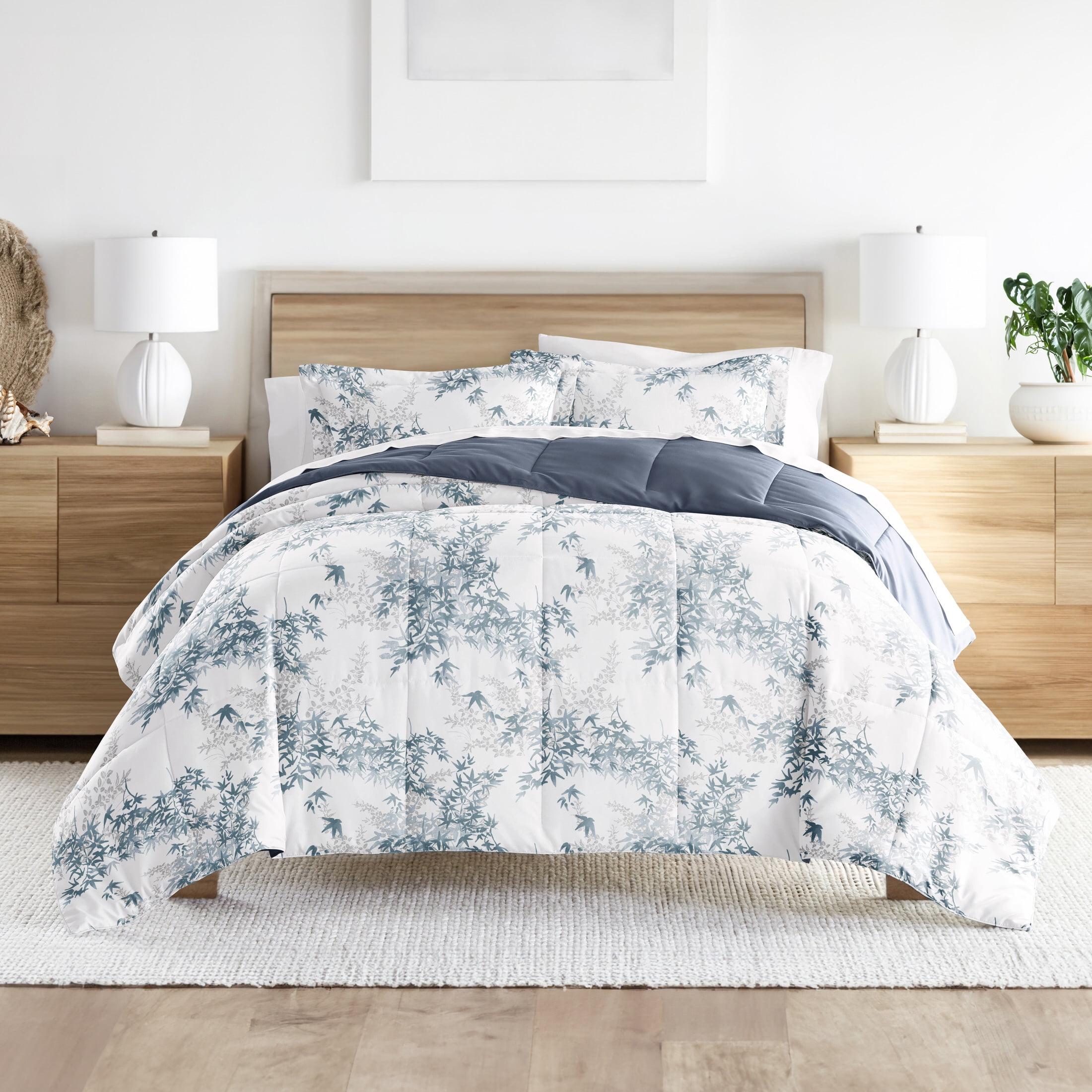 Full Blue Down Alternative Reversible Comforter Set