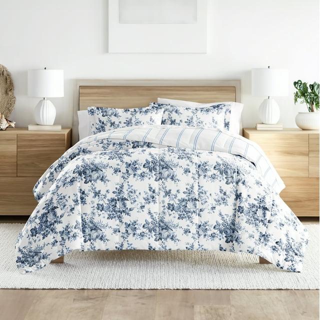Becky Cameron Stone All Season Down-Alternative Comforter Set in Cabbage Rose Stripe