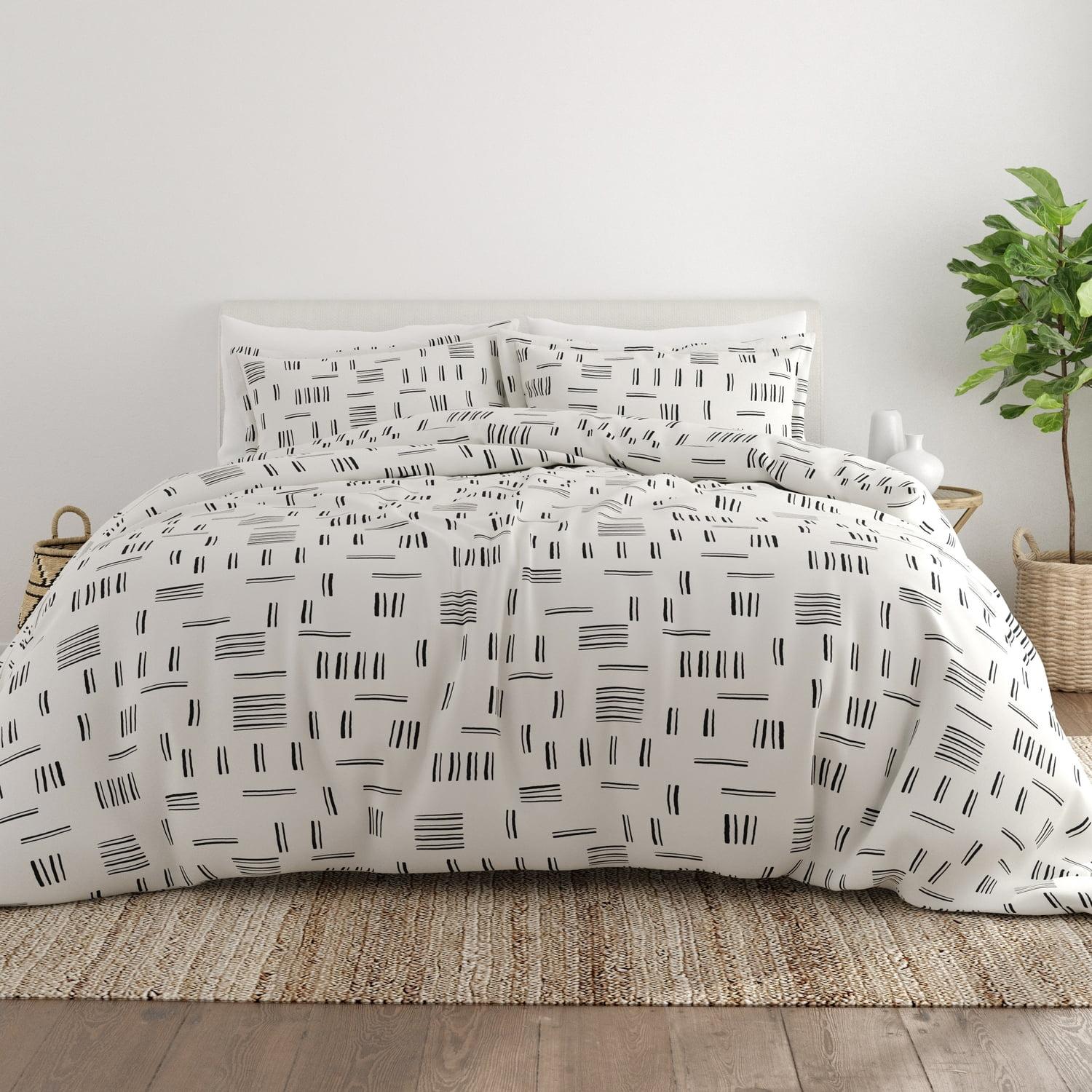 Gray and White Geometric Microfiber Twin Duvet Cover Set