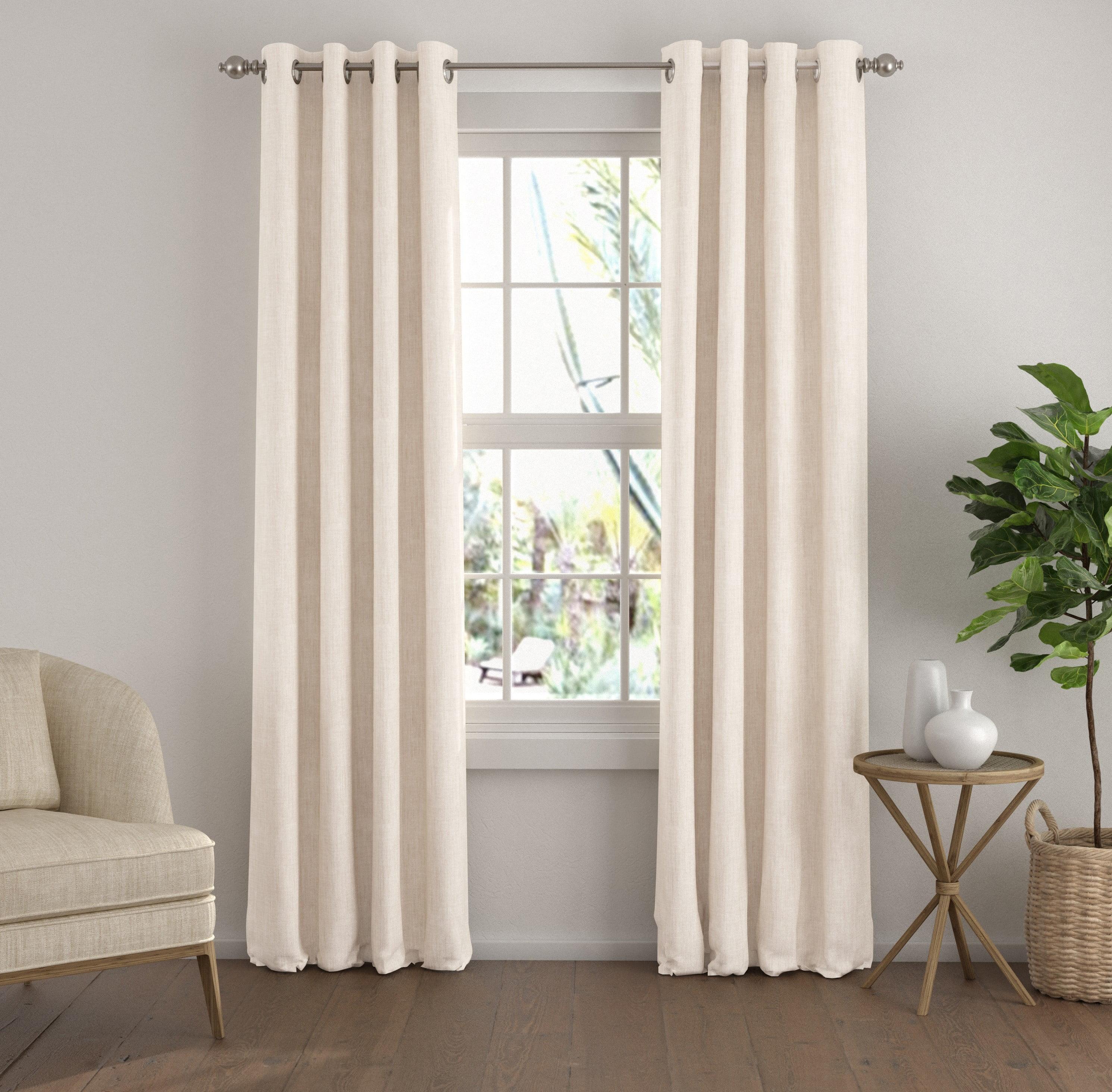 Noble Linens Ivory Linen Blend Energy Saving Grommet Curtain Panel, 50" x 84" 2 Panels