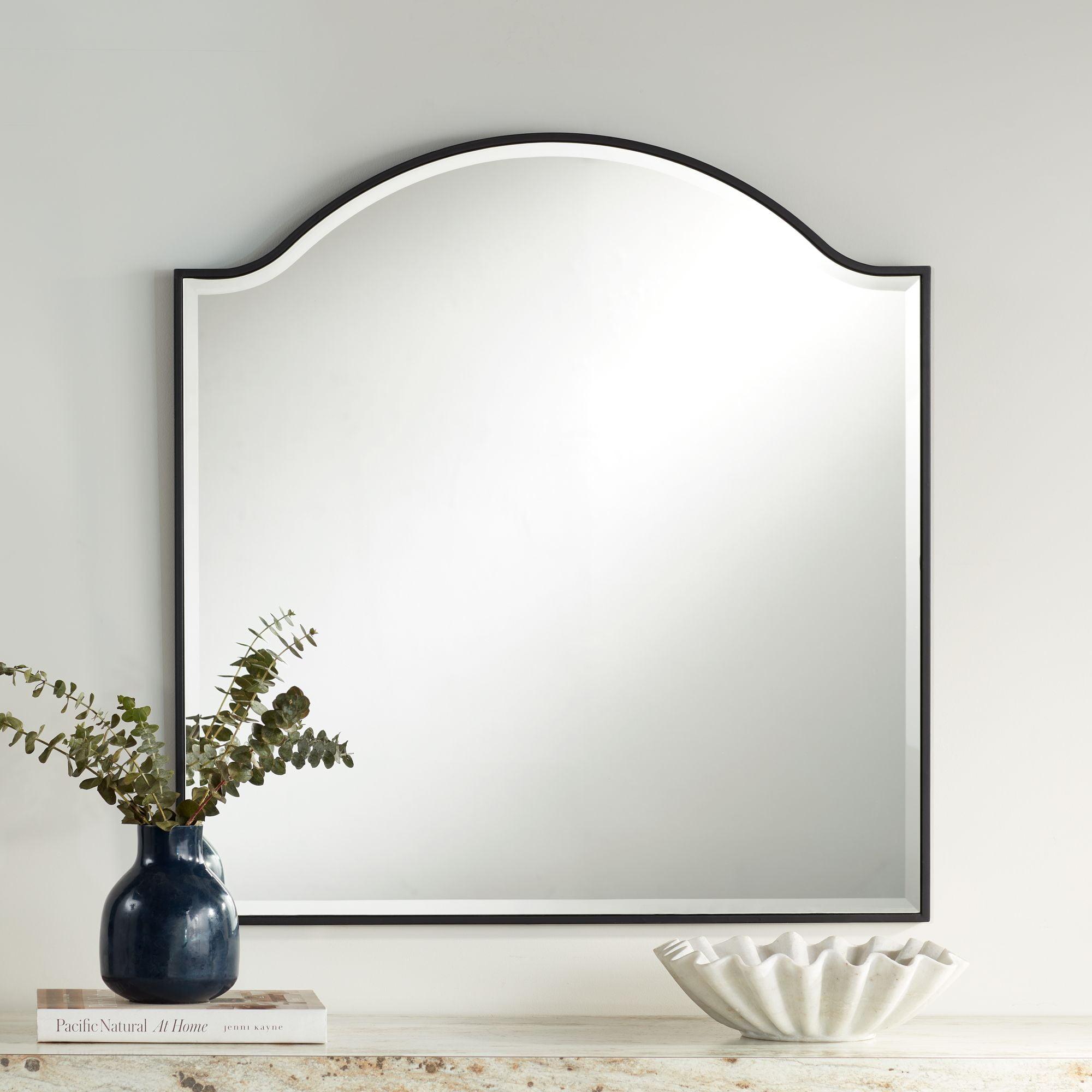 Arch Top Square Vanity Wall Mirror with Matte Black Frame