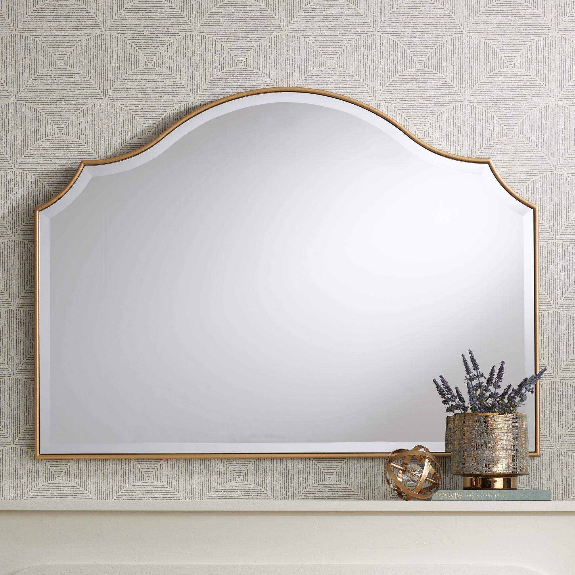 Noble Park Vinyard Arch Top Vanity Decorative Wall Mirror Vintage Beveled Glass Gold Frame 38" Wide for Bathroom Bedroom Home