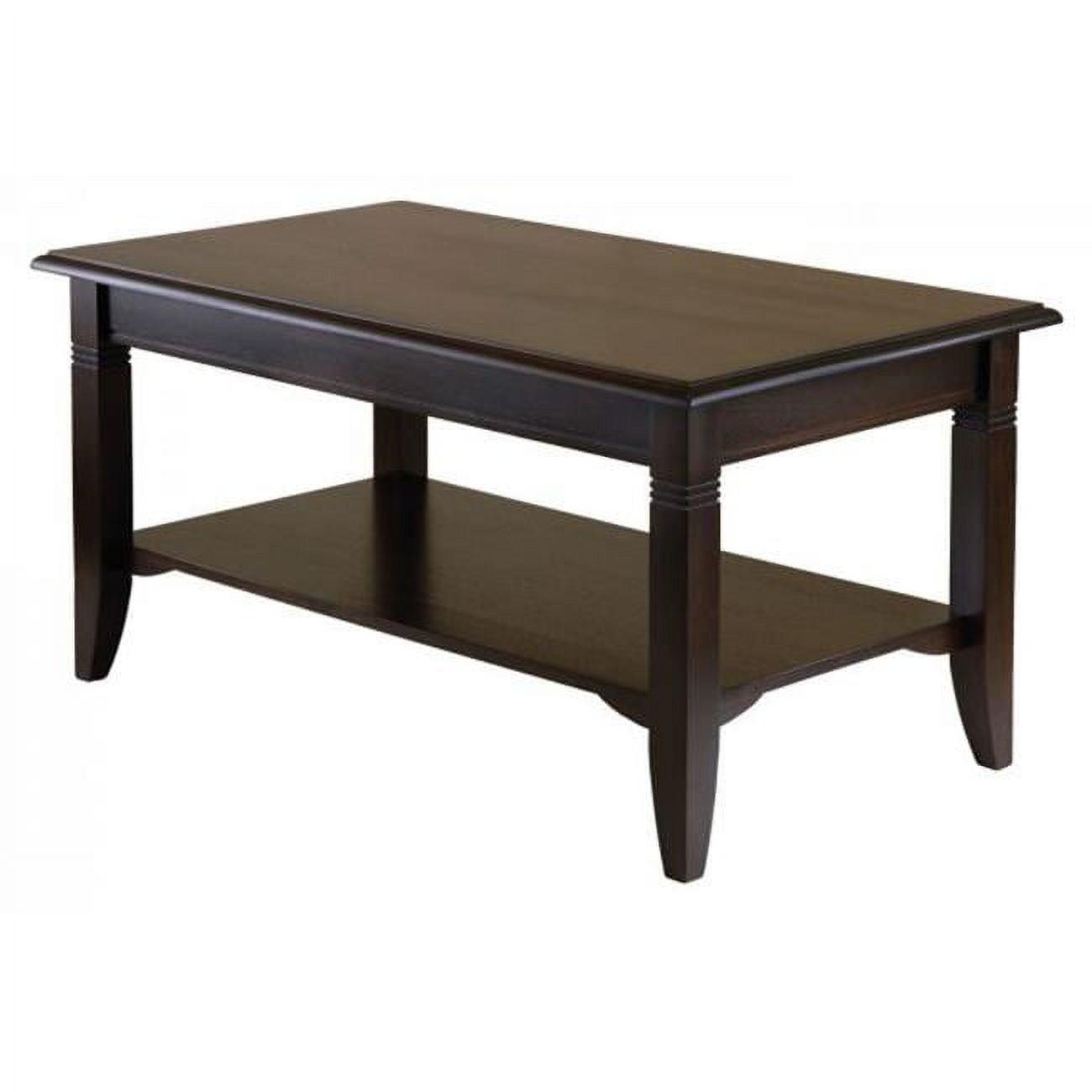 Transitional Cappuccino Brown Rectangular Wood Coffee Table