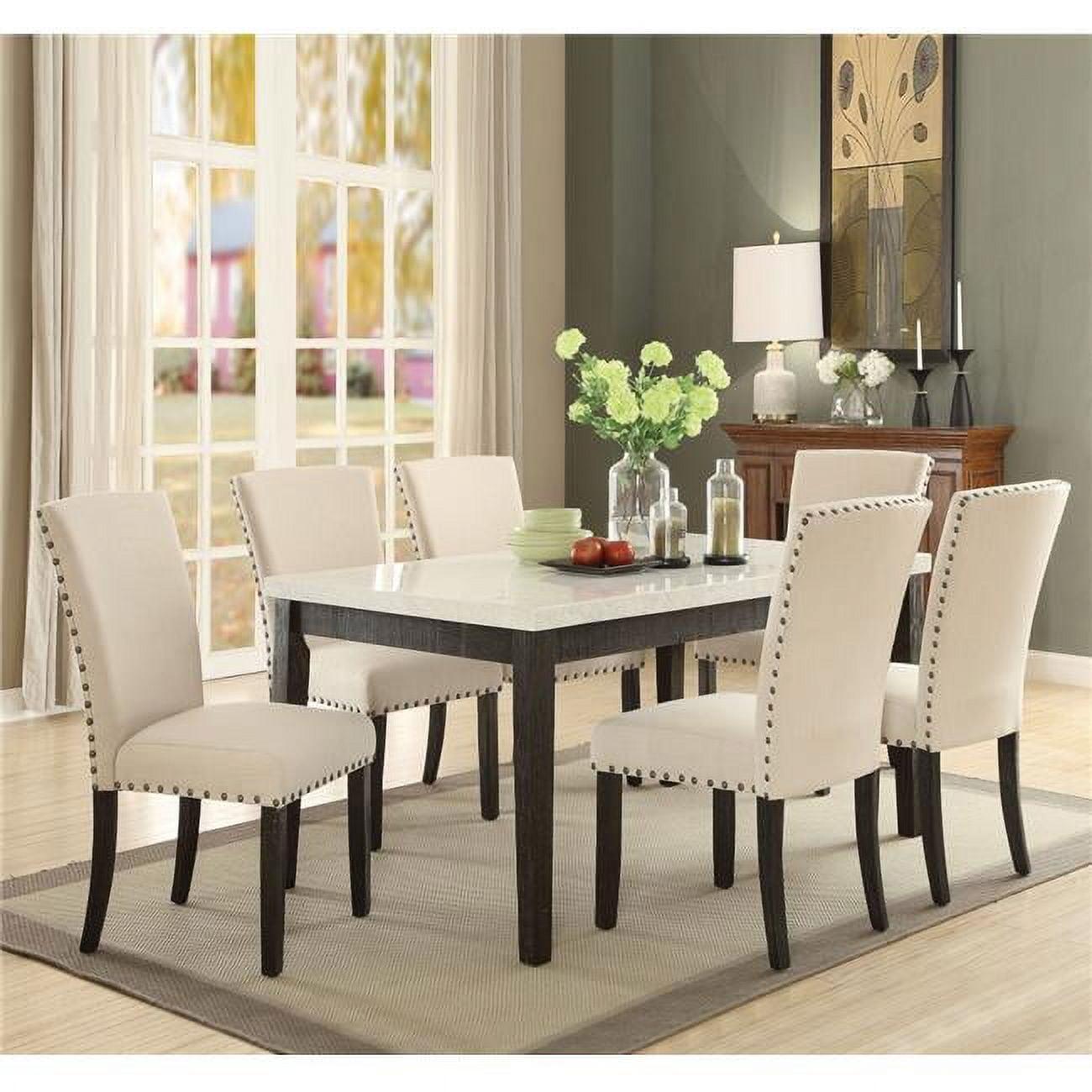 54" Nolan Accent Table White Marble/Salvage Dark Oak - Acme Furniture