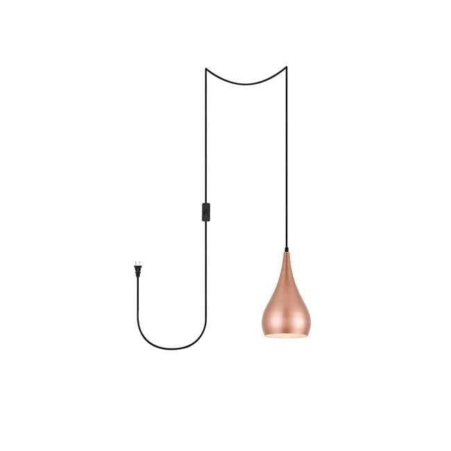 Elegant Lighting Nora 1 Light honey gold plug-in pendant
