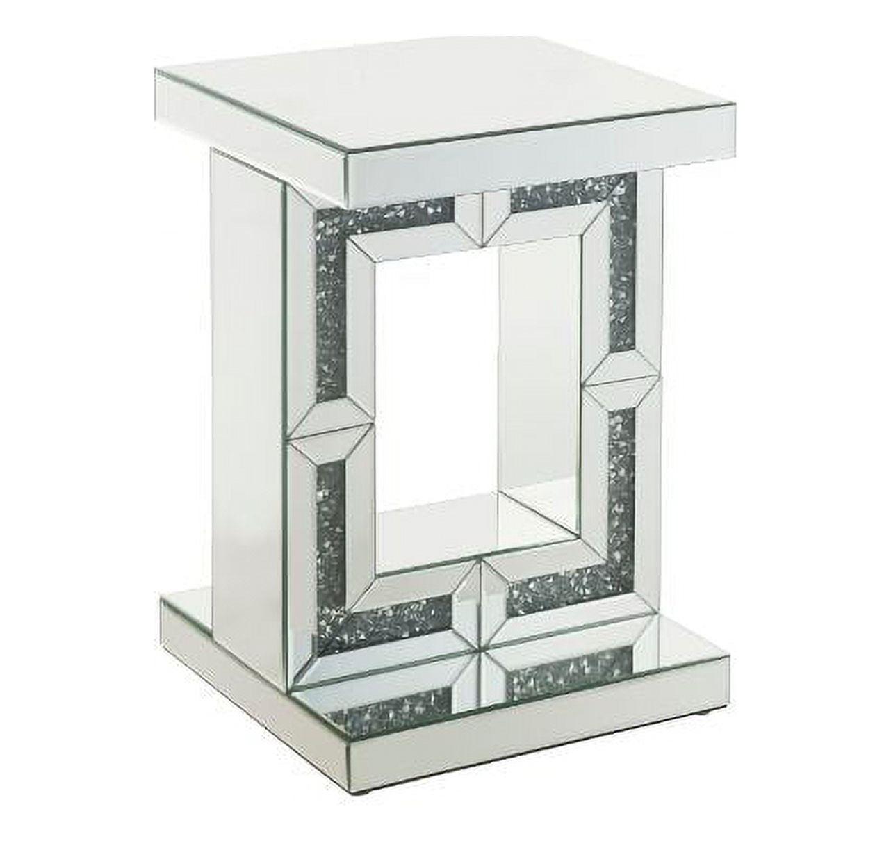 16" Mirrored Glass and Faux Diamond Accent Table