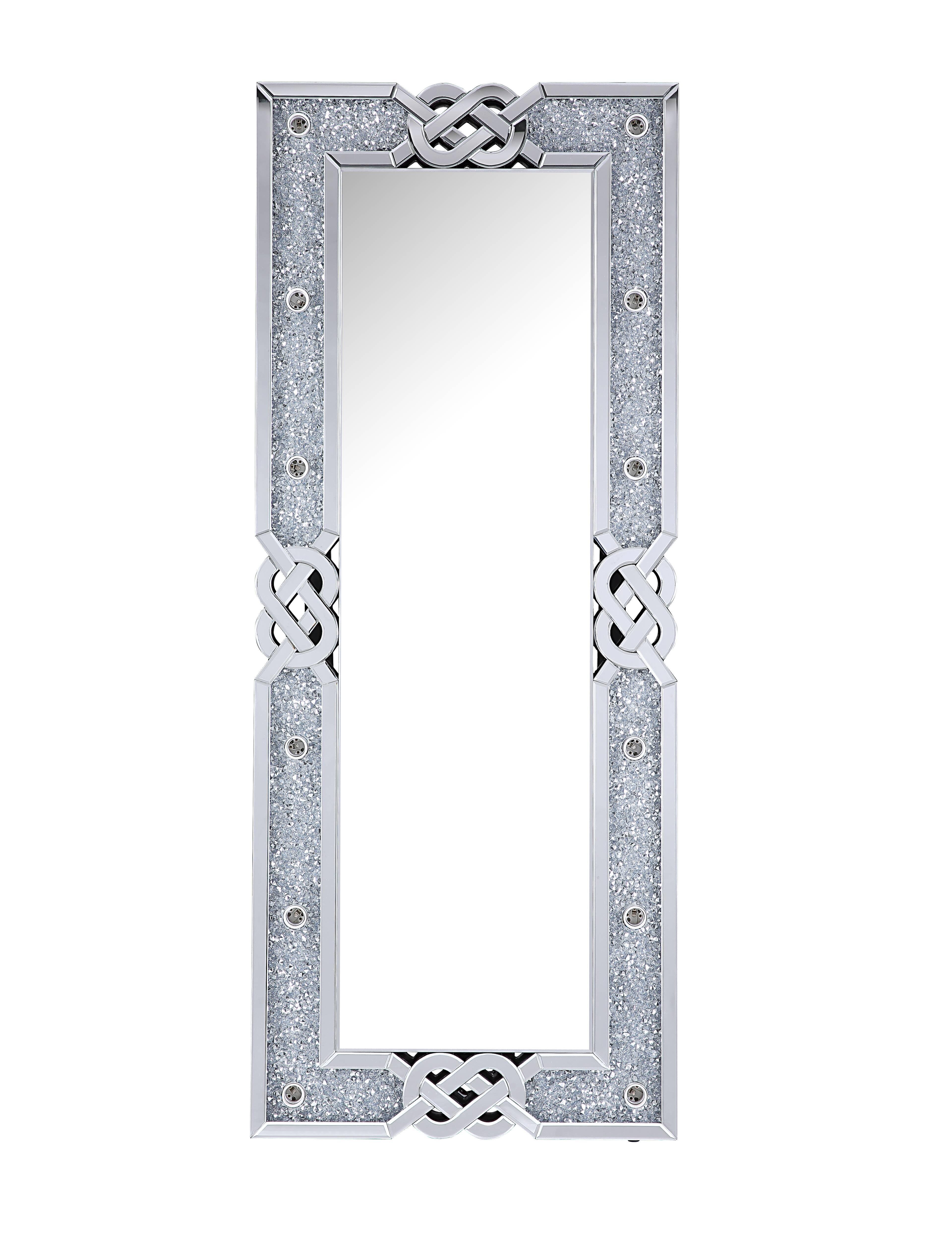 Noralie Rectangular Wood Floor Mirror with LED Touch Light