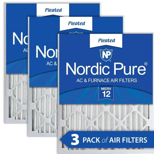 Nordic Pure 20x25x2 Pleated MERV 12 Air Filters 3 Pack