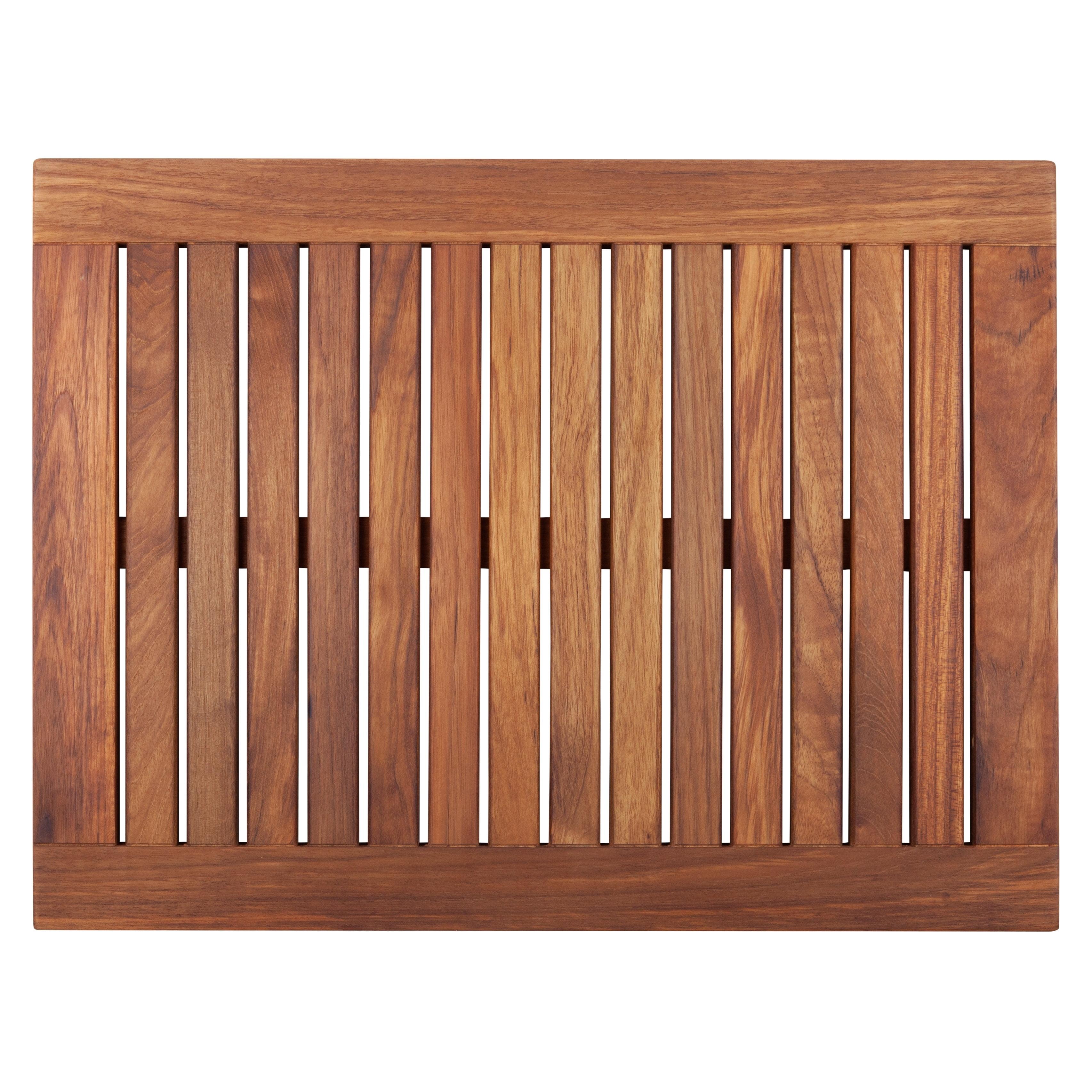 Nordic Teak 23.6" x 17.7" Oiled Shower and Bath Mat with Frame
