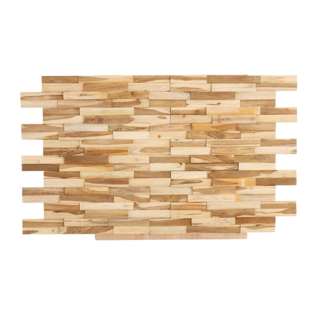 Natural Teak 3D Textured Wall Panels, 28" x 1.5"