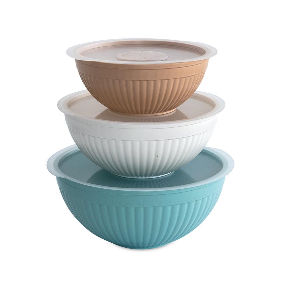 Earth-Tone Melamine 6-Piece Covered Bowl Set