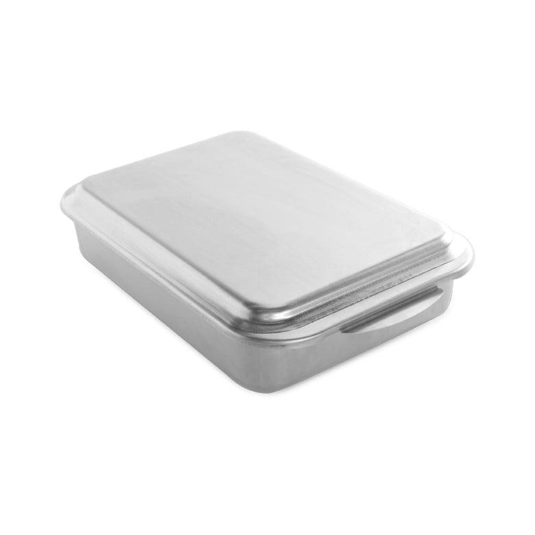 Silver Aluminum Rectangular Non-Stick Covered Cake Pan