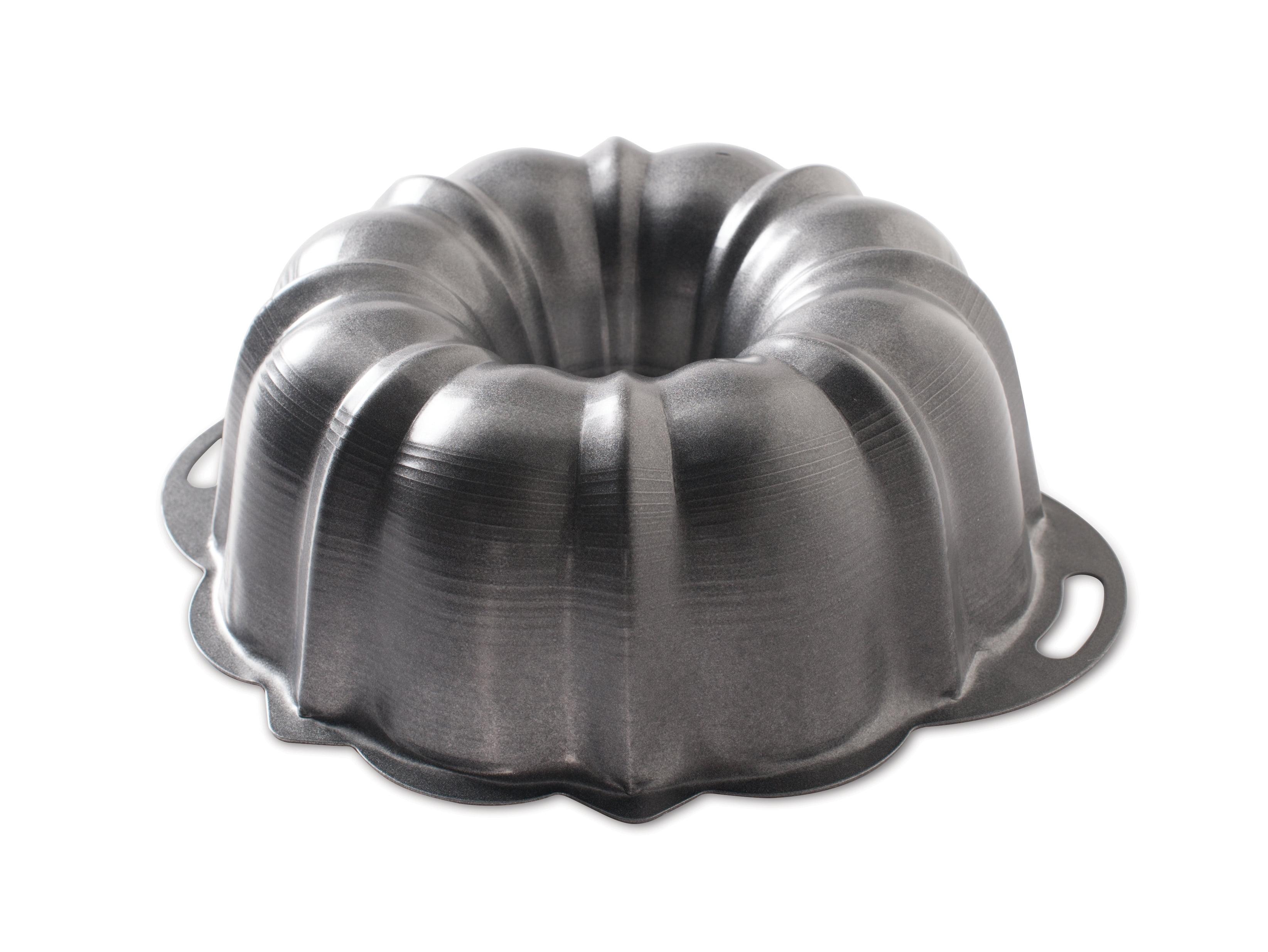 Gray Nonstick Aluminum Round Bundt Cake Pan with Handles