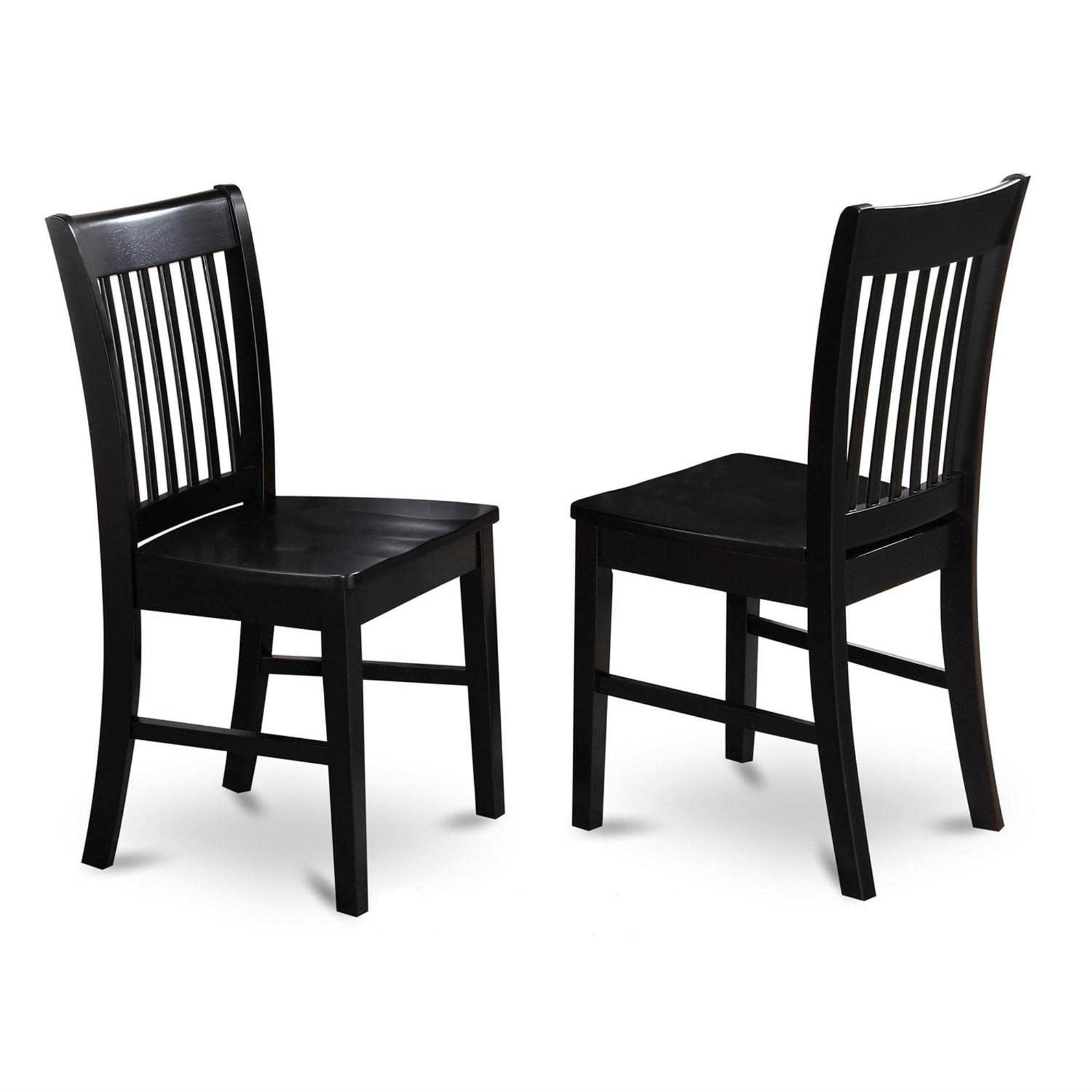 East West Furniture, Norfolk Dining Chair Wood Seat Black Finish, Set of 2