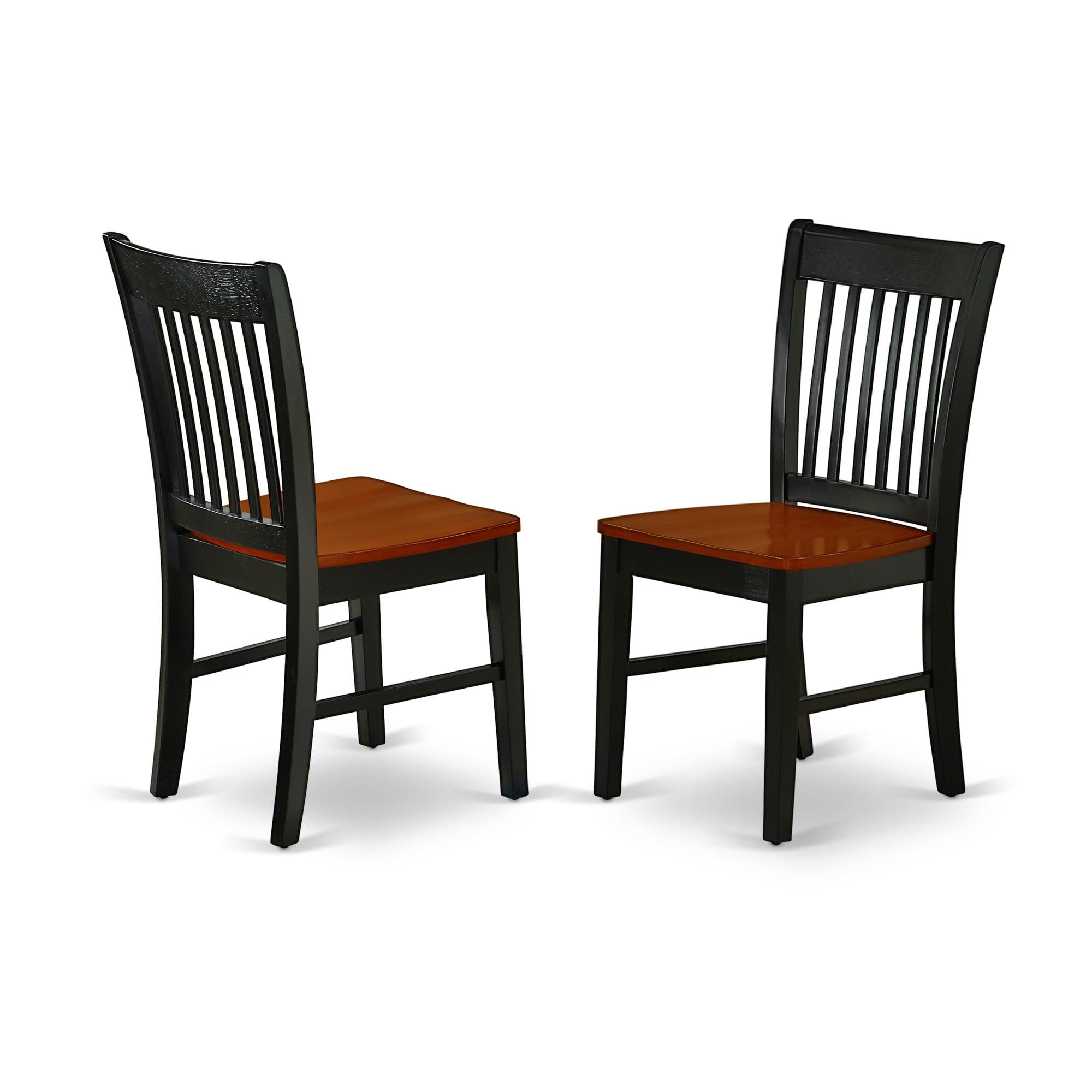 Norfolk Solid Wood Slat-Back Dining Chair in Black & Cherry, Set of 2