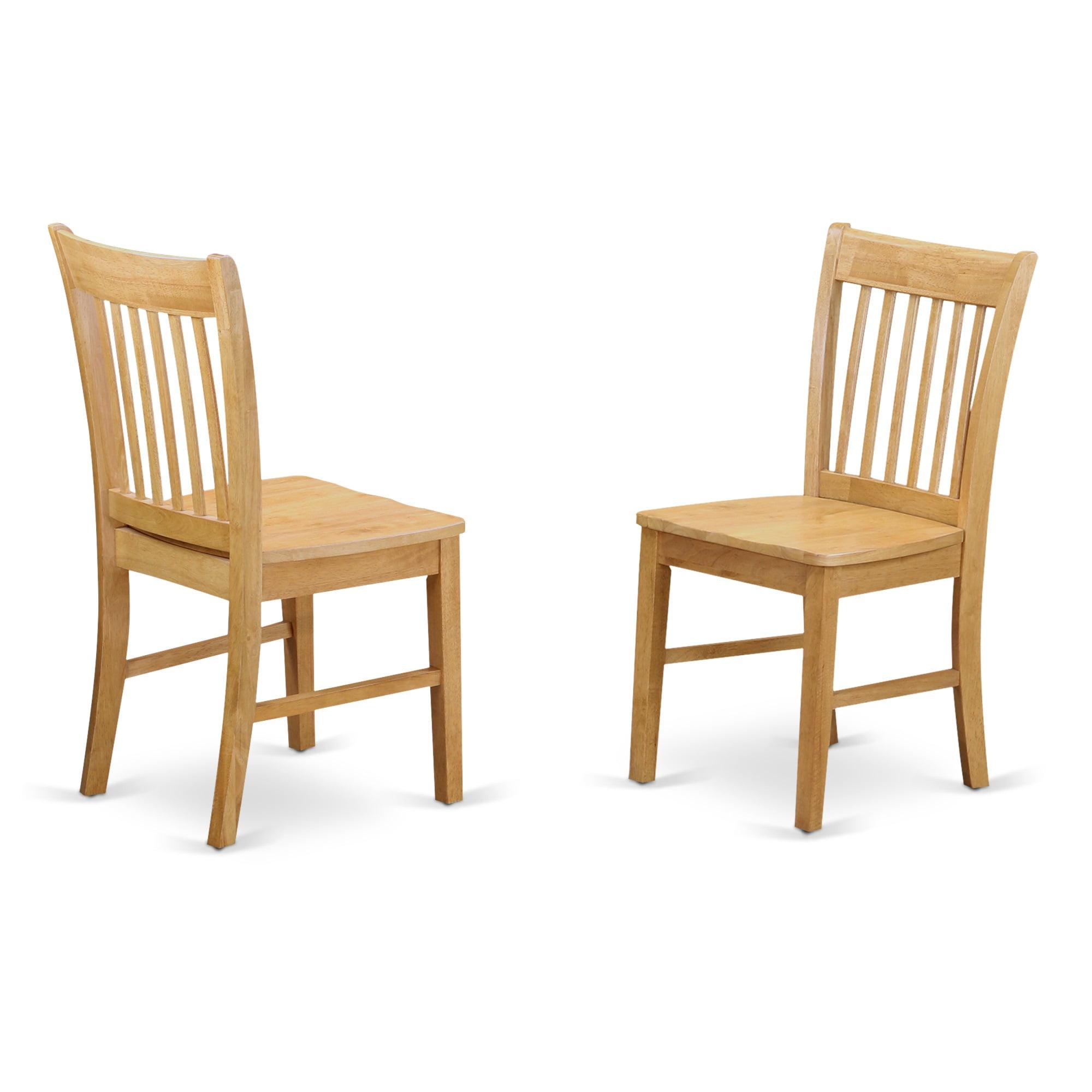 Elegant Norfolk Dining Slat Back Wooden Seat Chairs, Set of 2, Oak