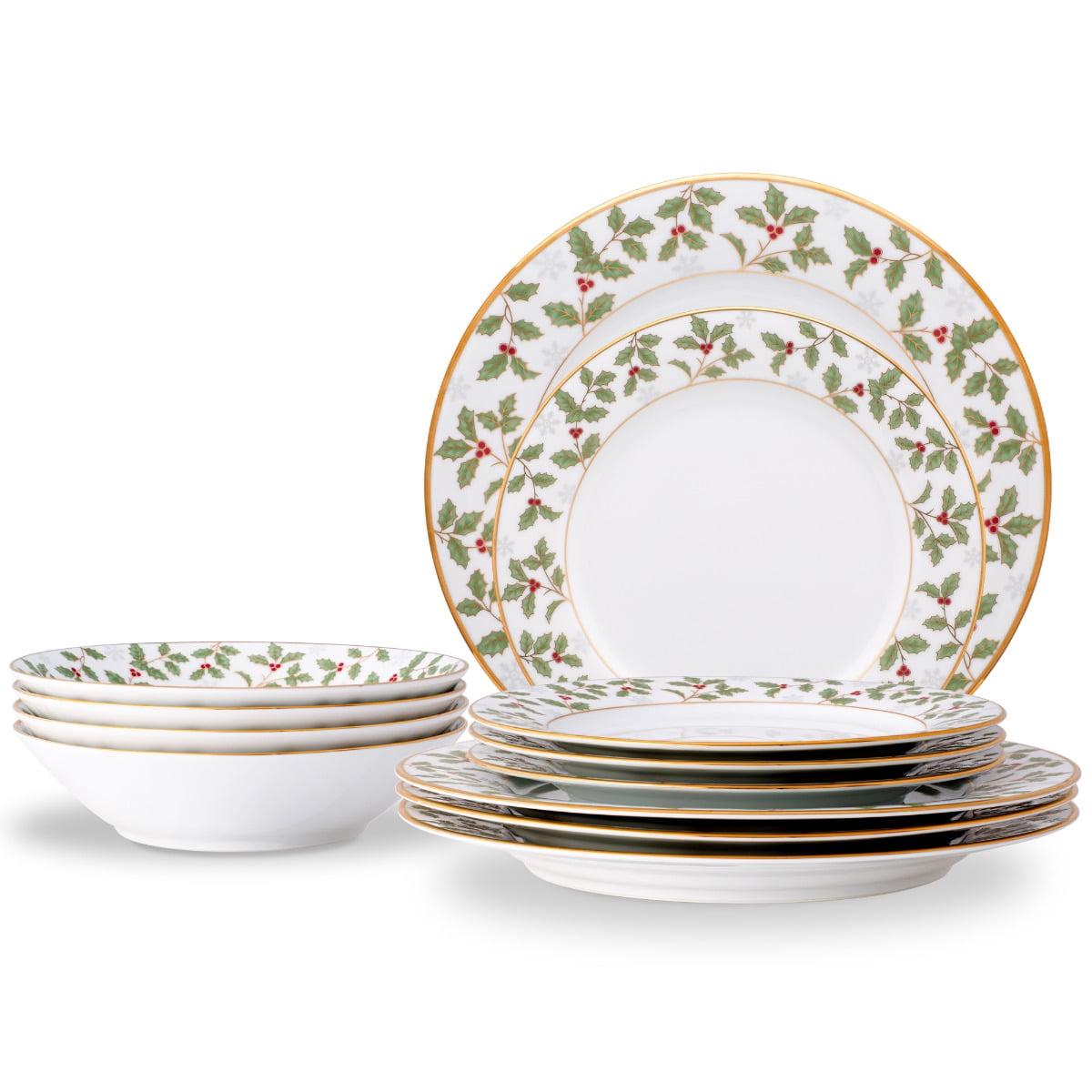 Noritake Holly and Berry Gold 12-Piece Dinnerware Set, Service for 4