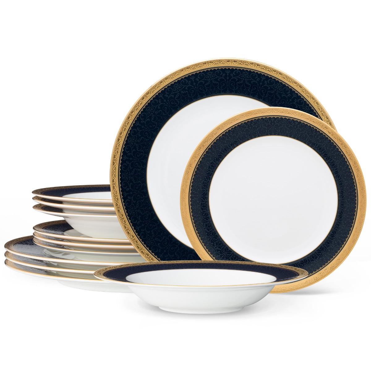 Noritake Odessa Cobalt Gold 12-Piece Dinnerware Set, Service for 4