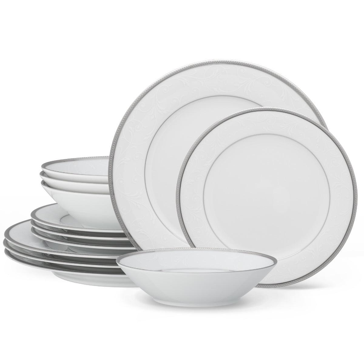 Noritake Regina Platinum 12-Piece Dinnerware Set, Service for 4