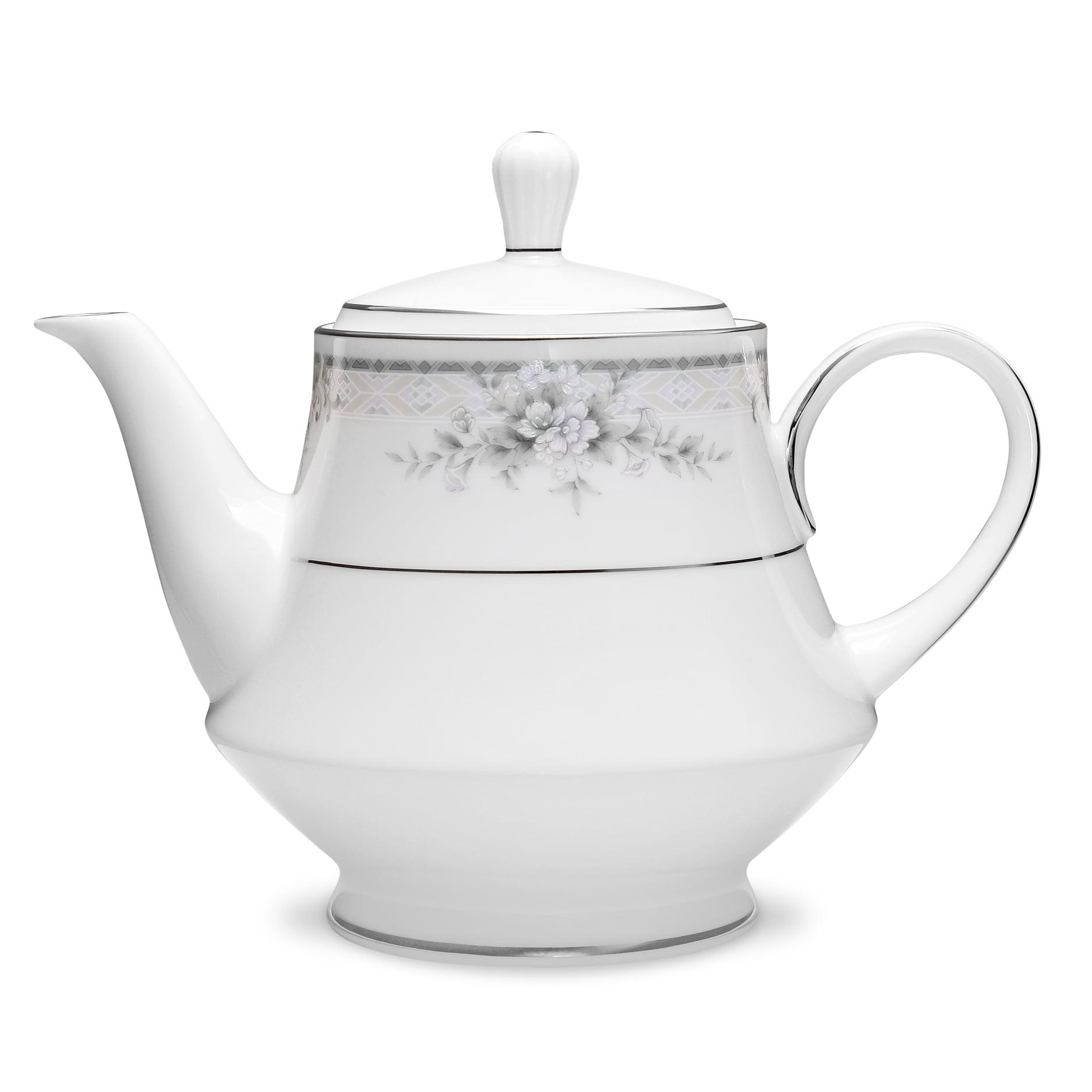 Sweet Leilani White Porcelain Floral Teapot with Knob Embellishment