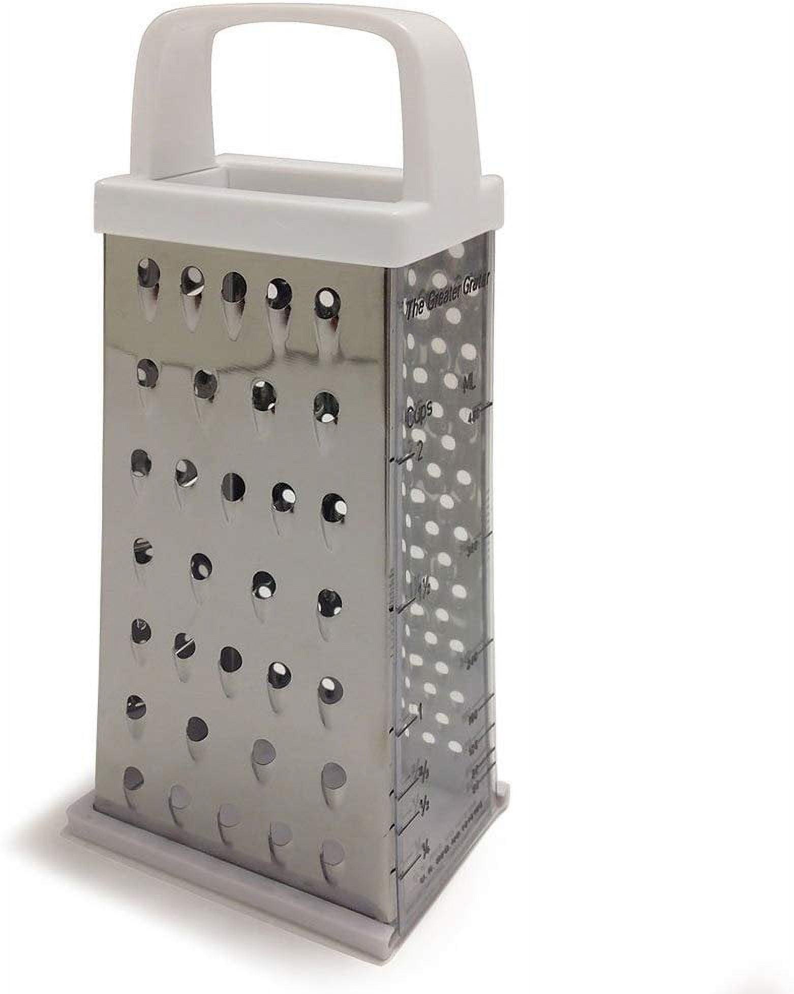 Silver Stainless Steel 4-Sided Grater with Container