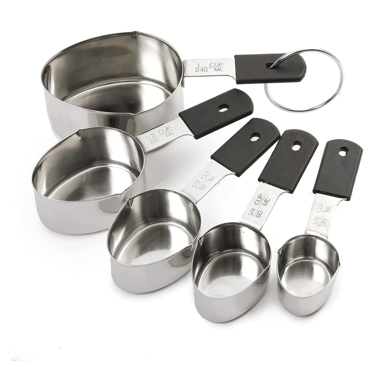 Grip-Ez Stainless Steel Measuring Cups with Non-Slip Handles, 5-Piece Set