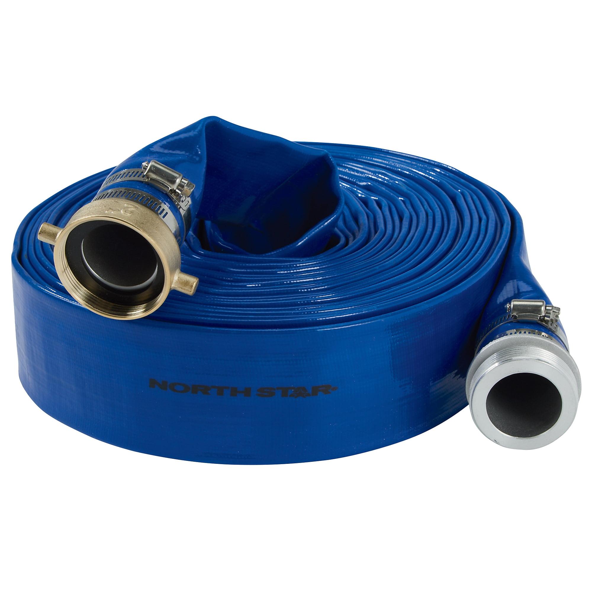 NorthStar Water Pump Discharge Hose,  2in. x 50ft. Max. PSI 80, PVC,Lay Flat,Industrial Grade Aluminum Couplings