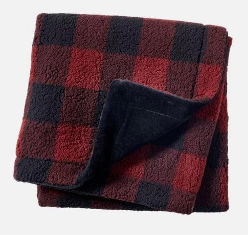 Cozy Red and Black Buffalo Check Sherpa Blanket 50” x 60”