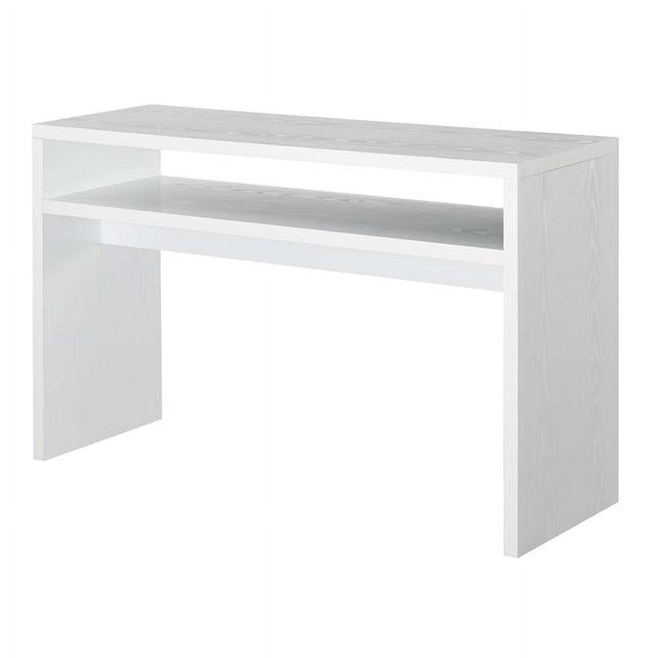 Contemporary White Melamine 48" Console Table with Storage Shelves