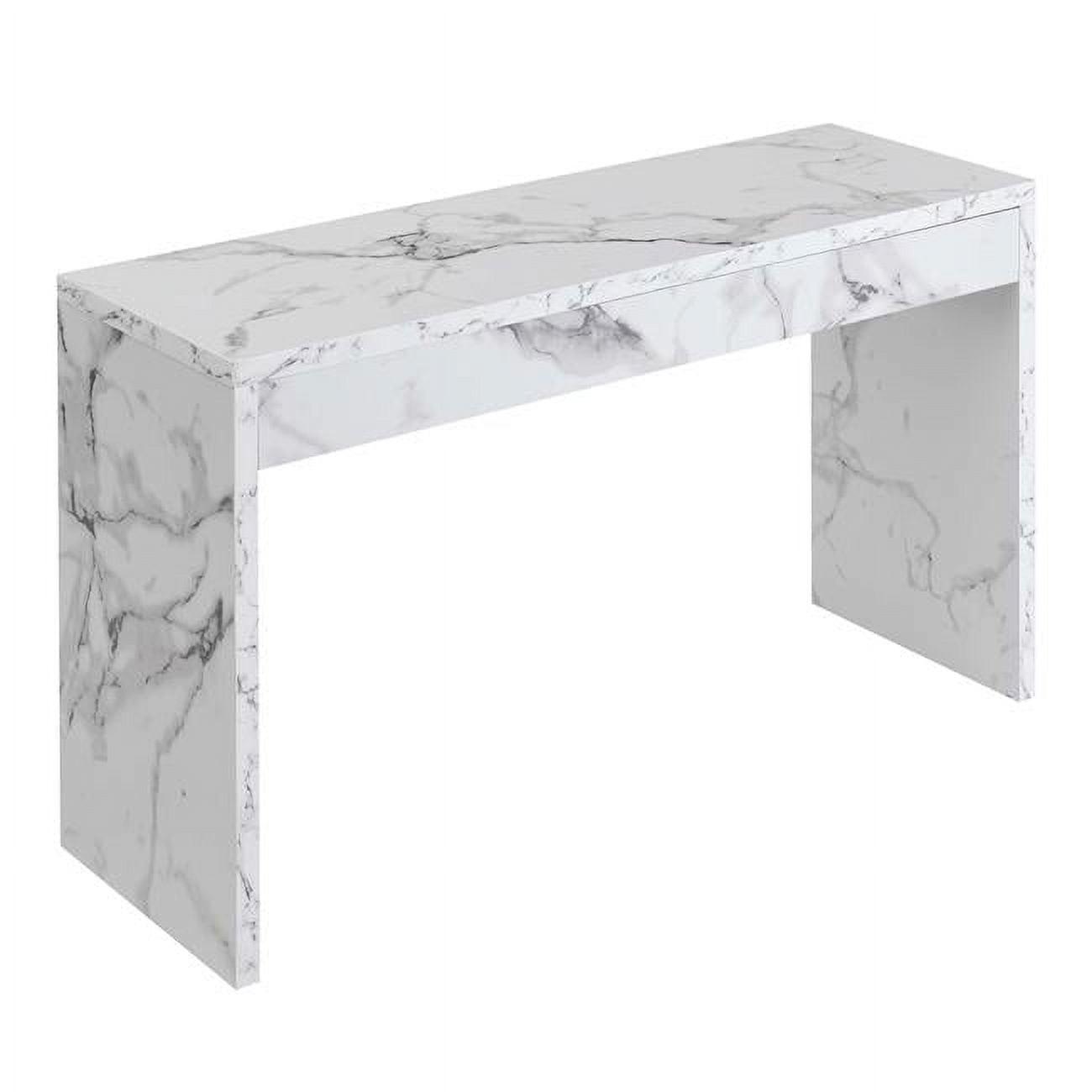 Convenience Concepts Northfield Hall Console Table/Desk, White Faux Marble