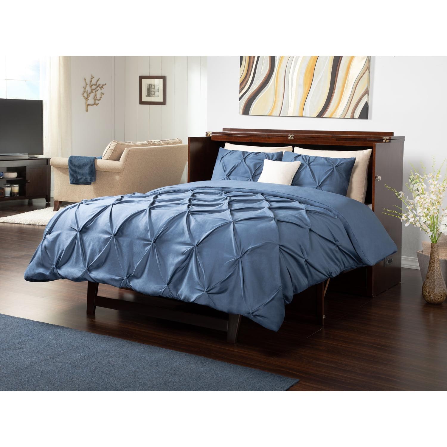 Queen Northfield Murphy Bed Chest Walnut - AFI: Hardwood Frame, Built-In USB Ports & Storage Drawer