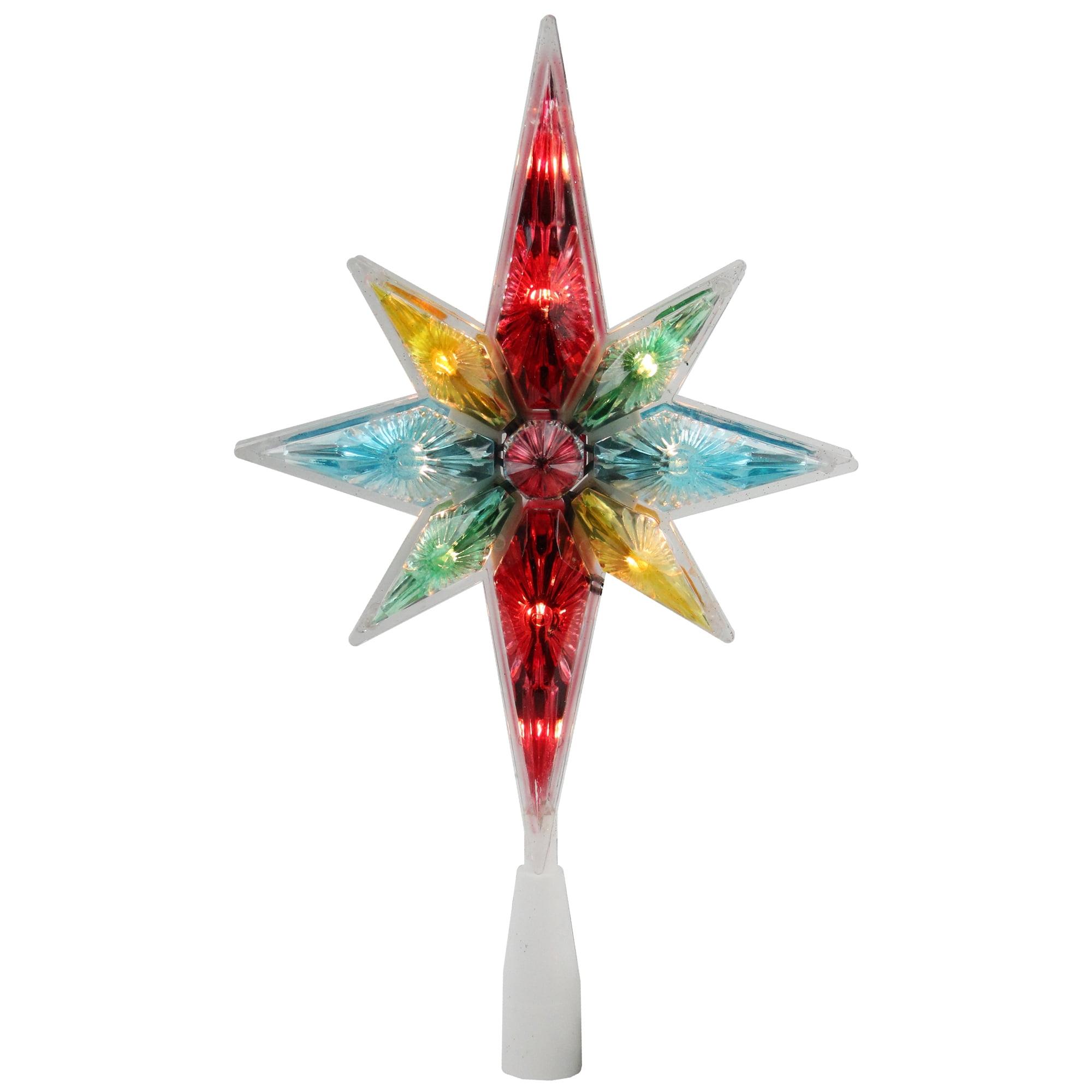 Northlight 10.75" Lighted Multi Colored Star Tree Topper- Clear Lights