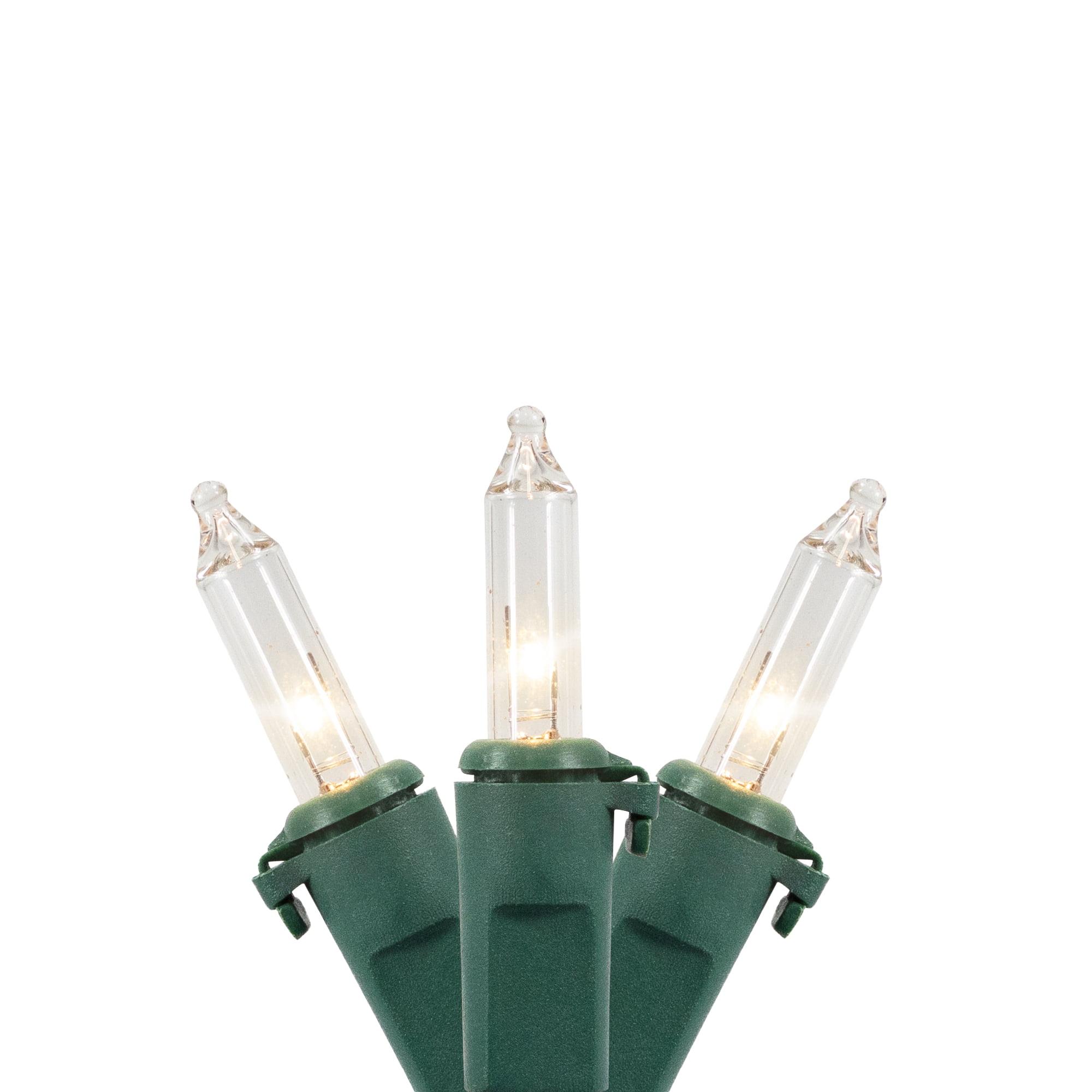 Clear Mini Christmas Light Set with Green Wire, 3 Feet