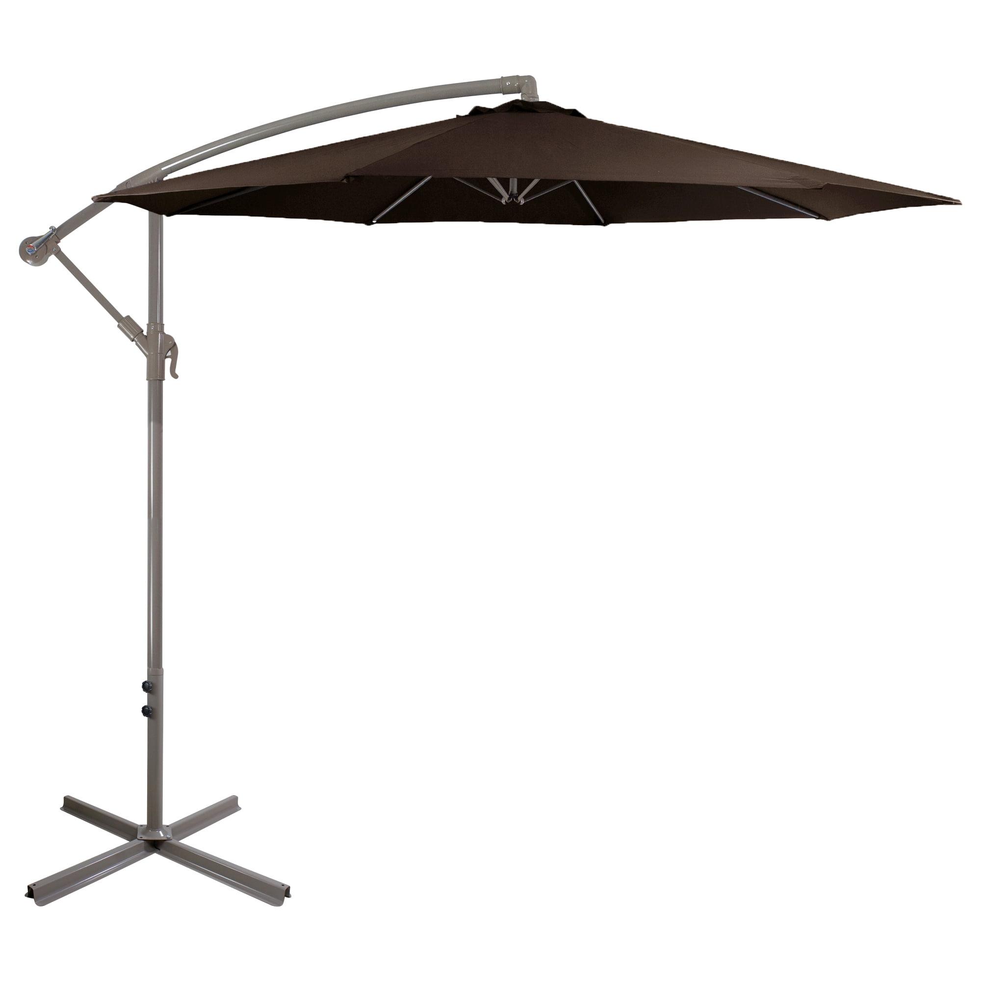 10ft Brown Offset Patio Umbrella with Steel Frame and Crank